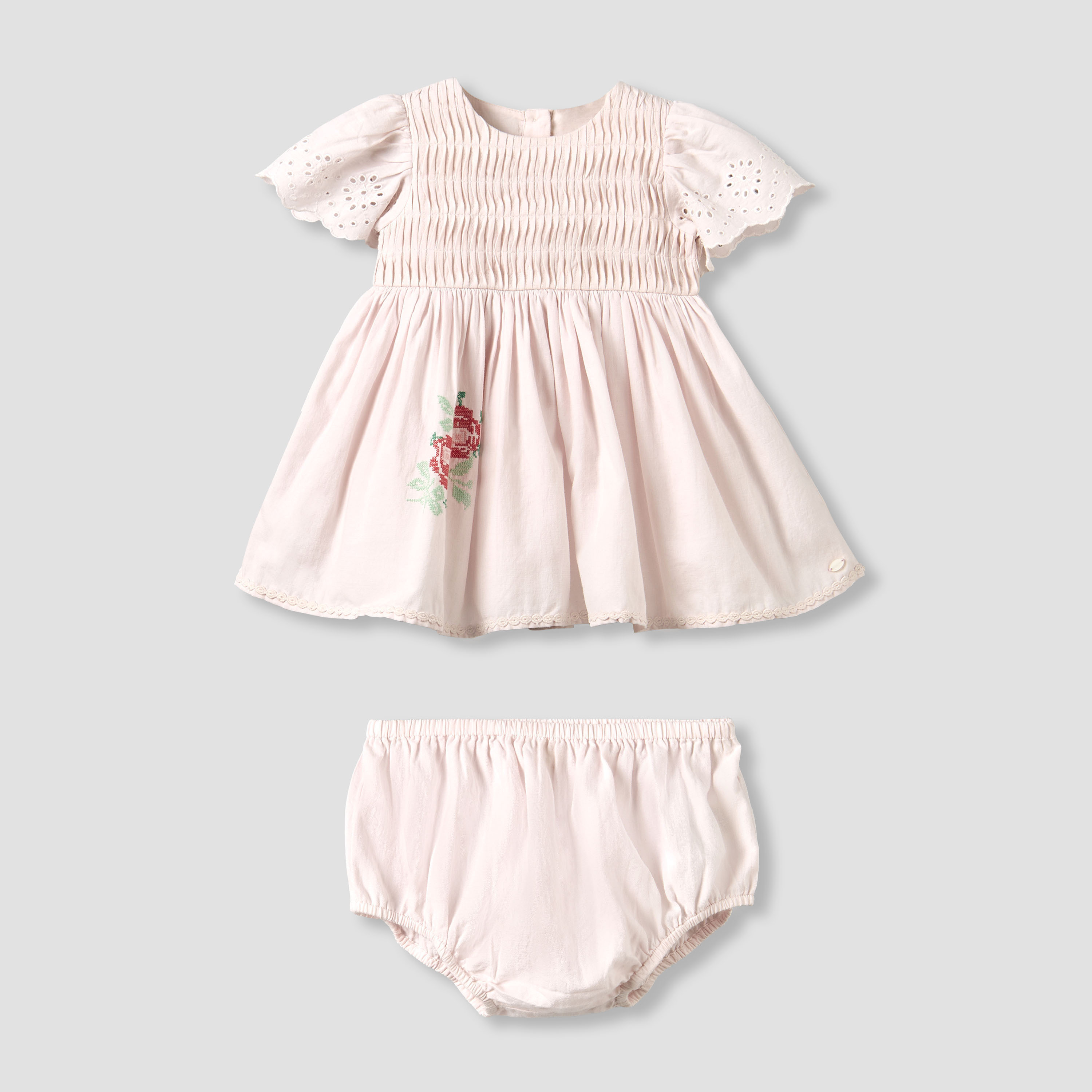 Giggles Round Neck Short Sleeves A-line Dress with Bloomers-baby-girls-clothing-dressesandjumpsuits-image-2