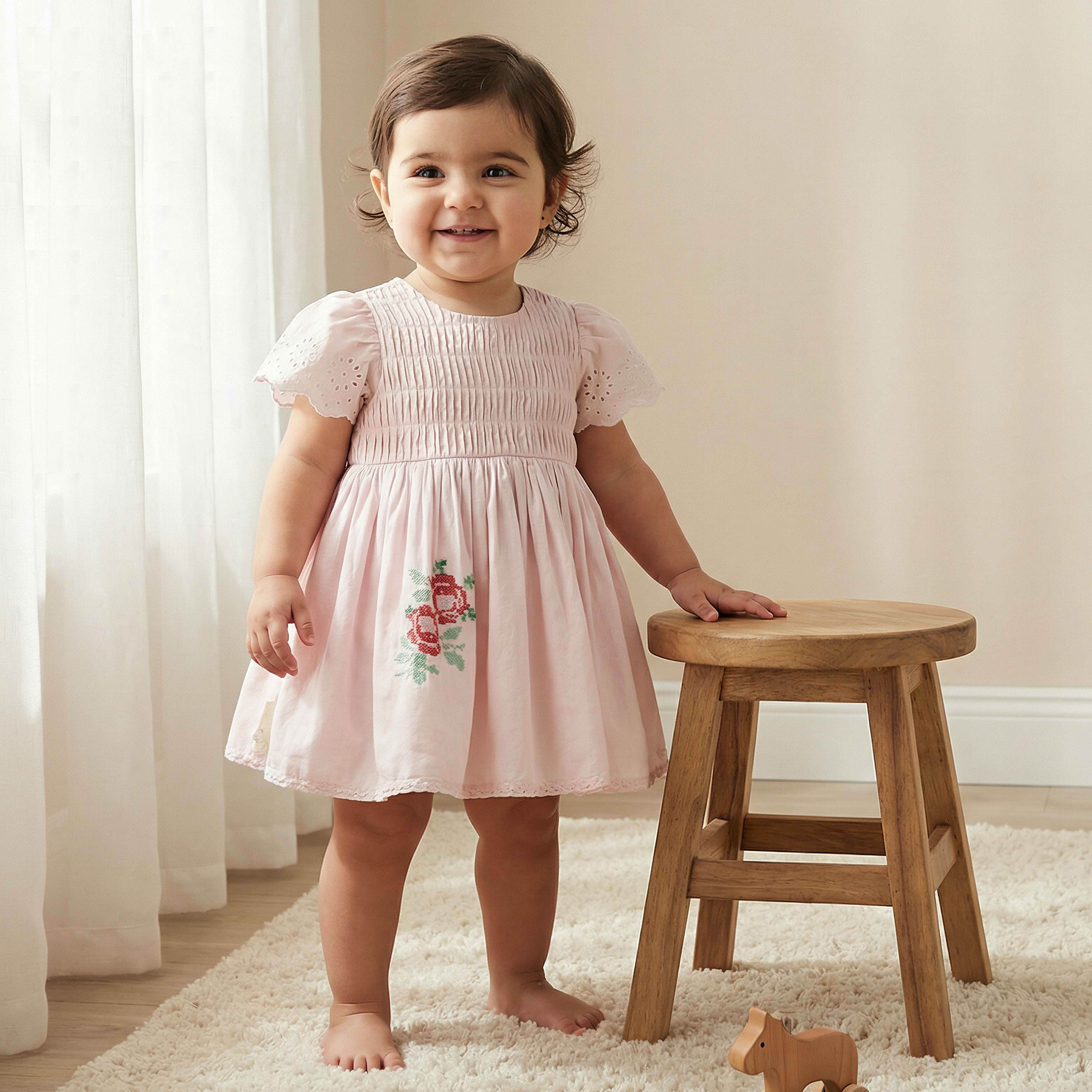 Giggles Round Neck Short Sleeves A-line Dress with Bloomers-baby-girls-clothing-dressesandjumpsuits-image-1