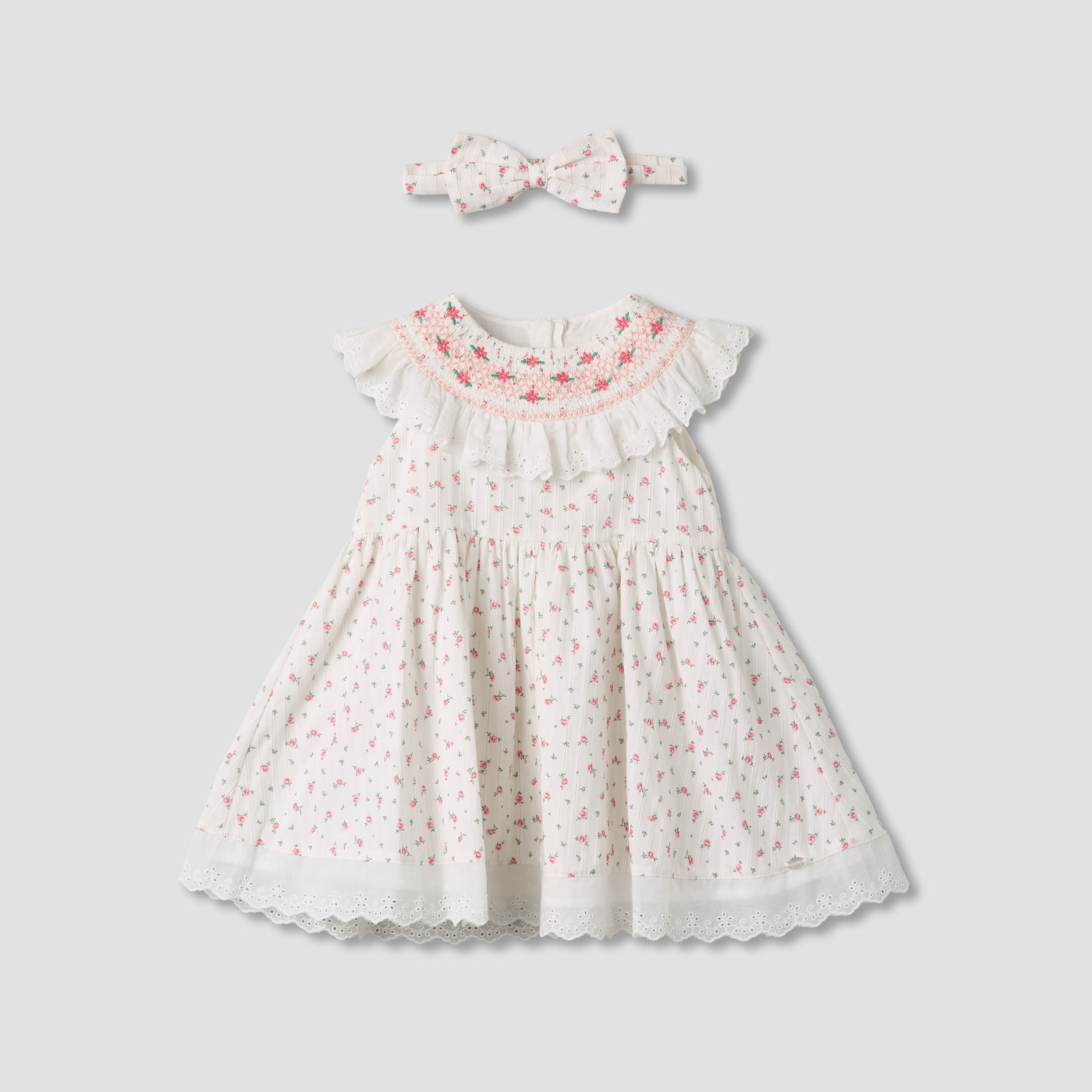 فستان إيه لاين دون أكمام بياقة مستديرة وطبعات زهرية مع شريطة رأس من جيجلز-baby-girls-clothing-dressesandjumpsuits-image-7