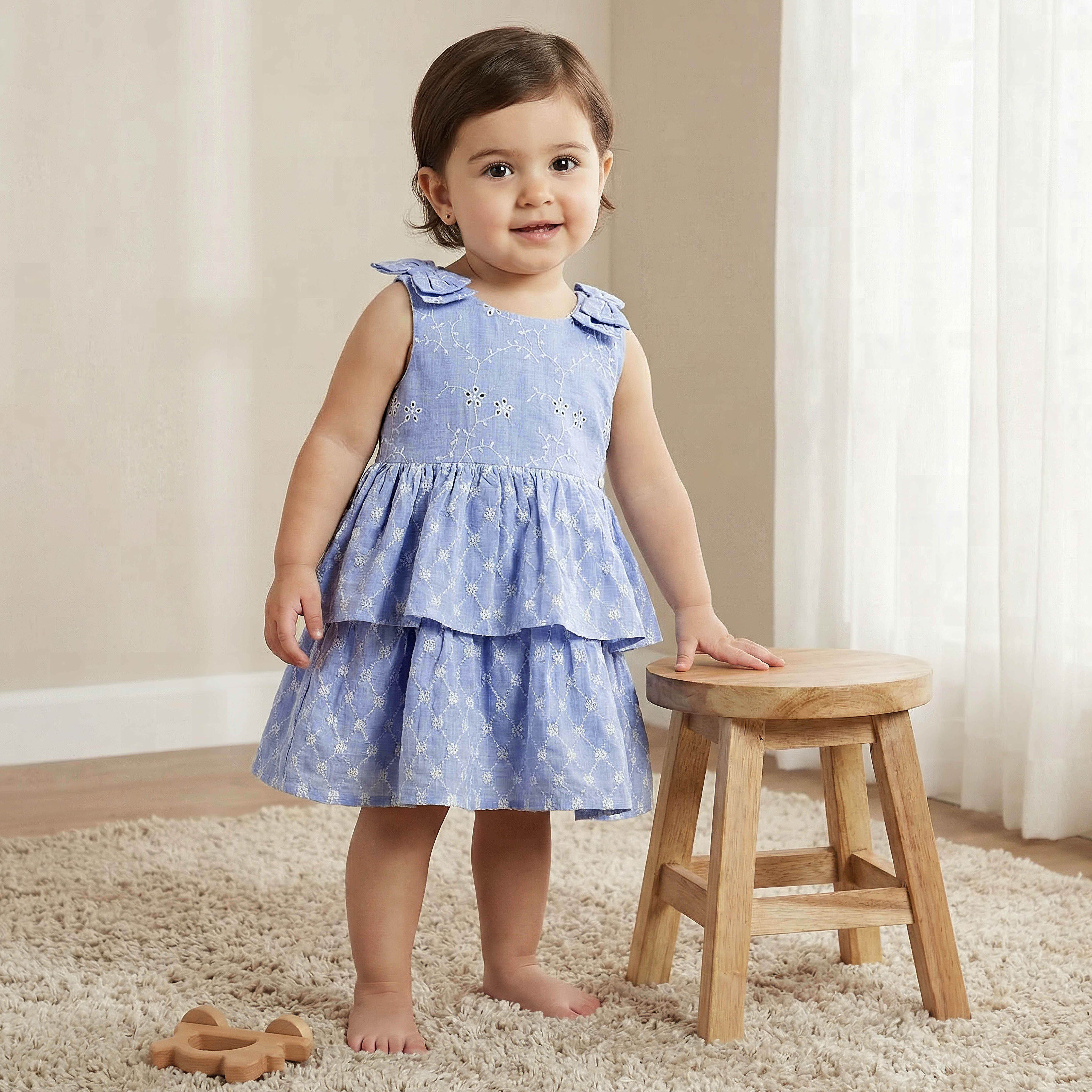 Giggles Round Neck Sleeveless Tiered Dress with Embroidered Detail-baby-girls-clothing-dressesandjumpsuits-image-1