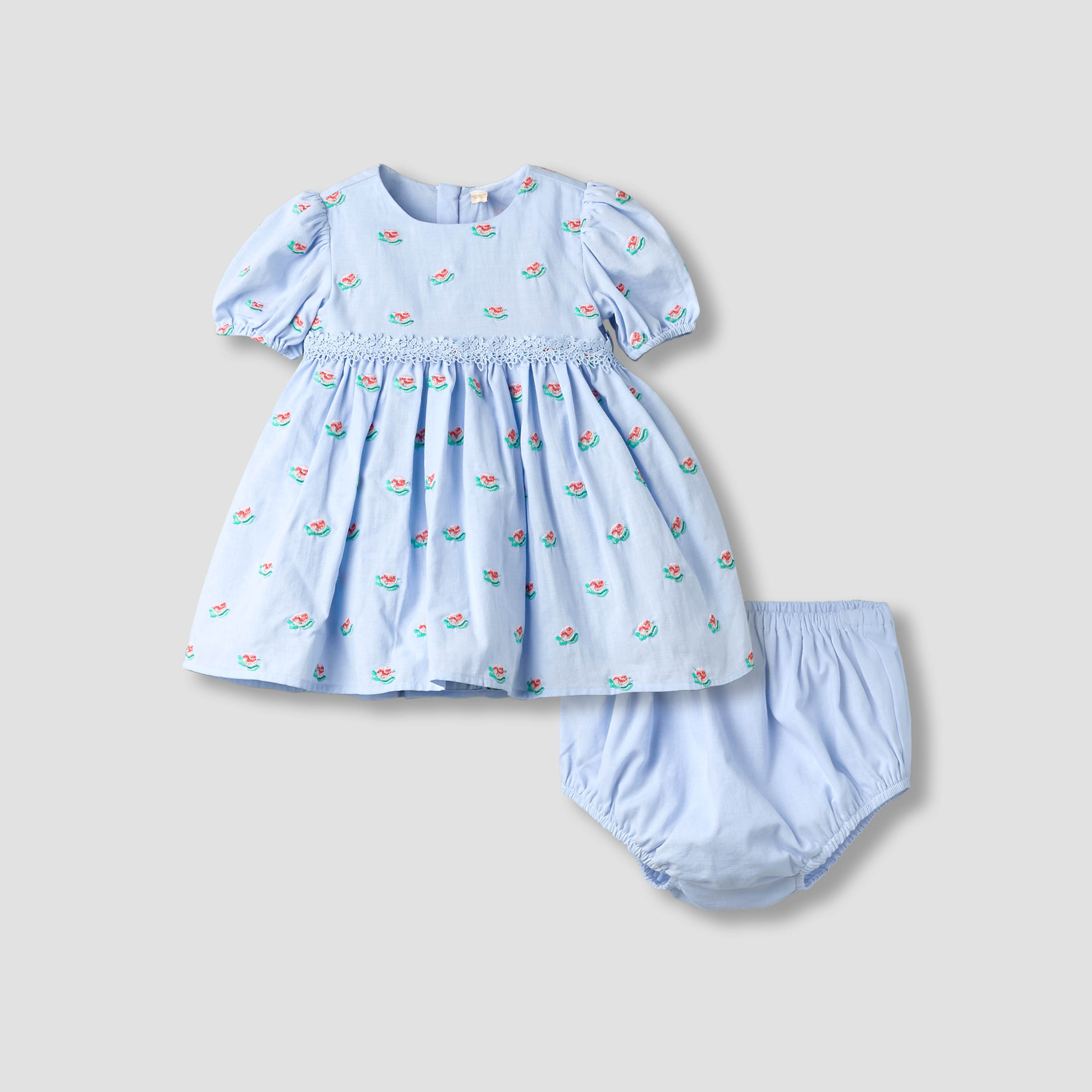 Giggles Round Neck Short Sleeve Dress with Bloomers-baby-girls-clothing-dressesandjumpsuits-image-2