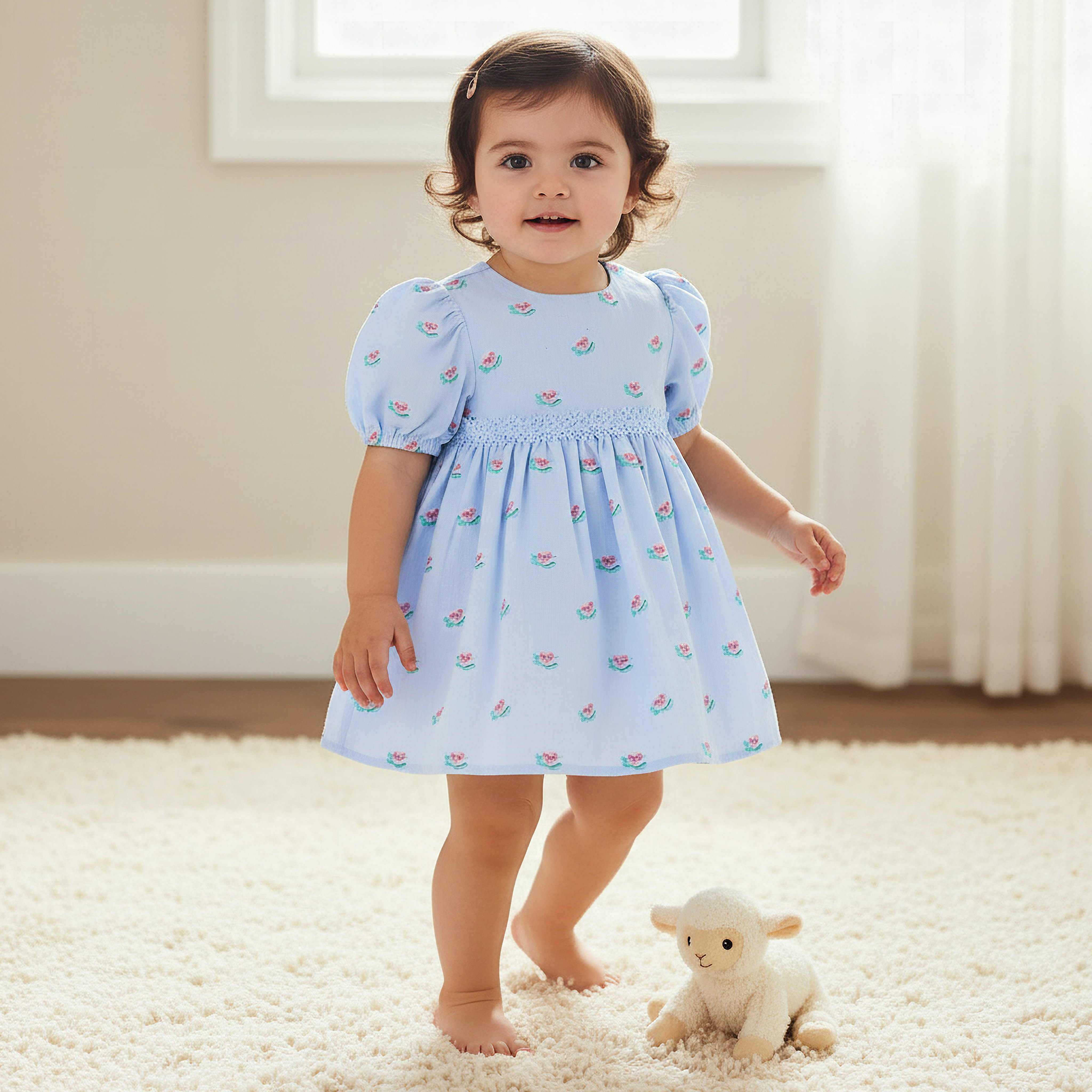 Giggles Round Neck Short Sleeve Dress with Bloomers-baby-girls-clothing-dressesandjumpsuits-image-1