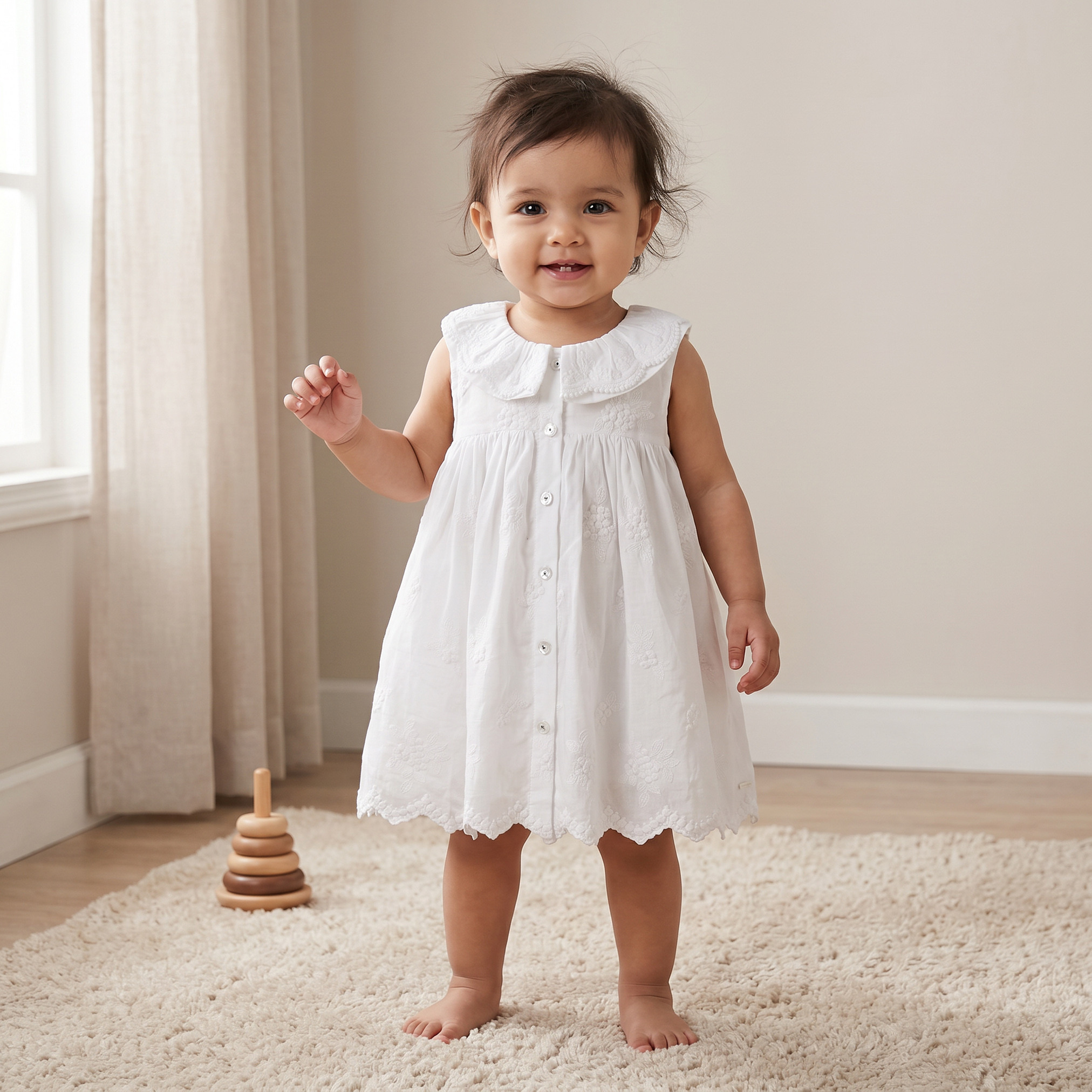 Giggles Collared Sleeveless Knee Length A-Line Dress with Embroidery-baby-girls-clothing-dressesandjumpsuits-image-1