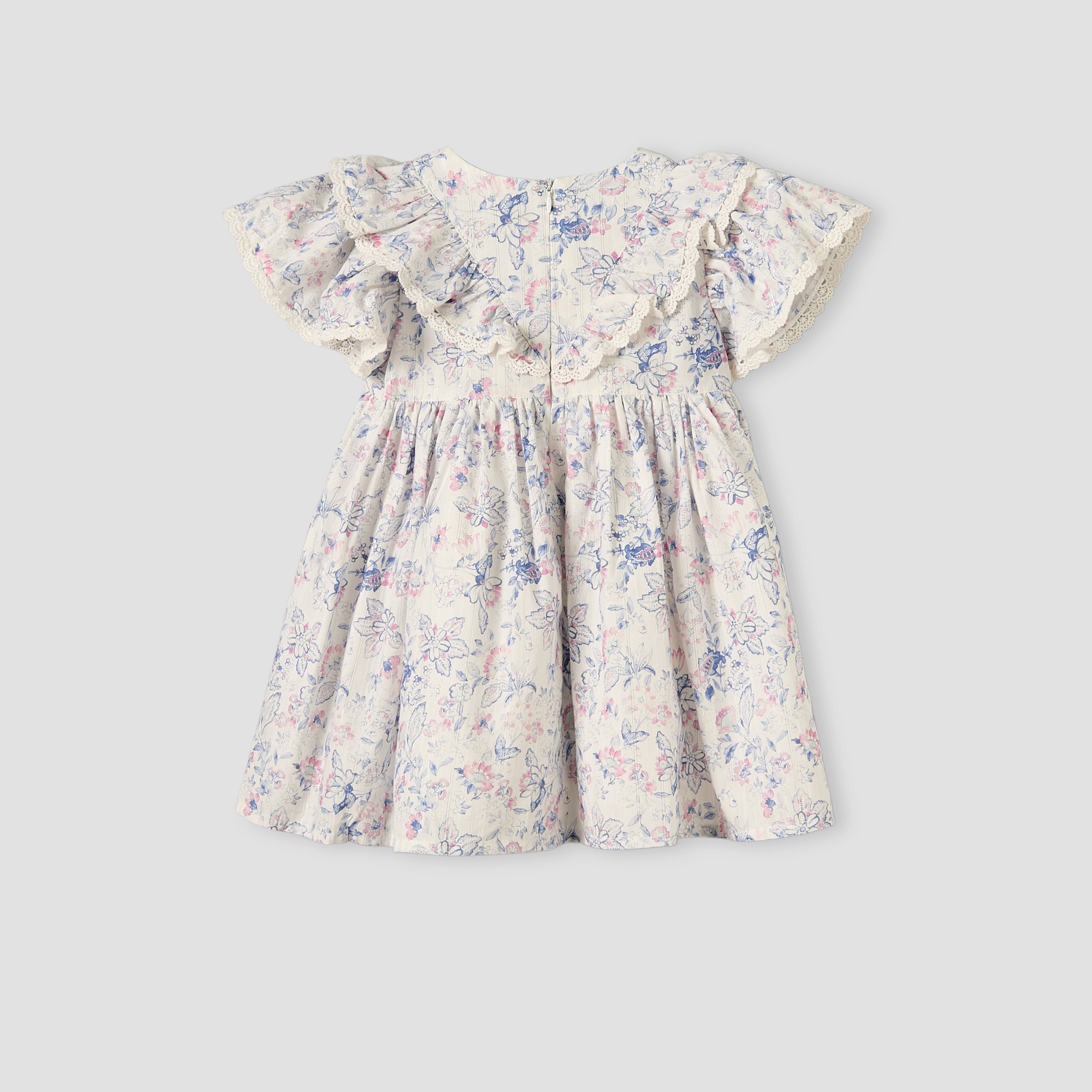 Giggles Round Neck Short Sleeves Knee-Length Dress with Floral Print-baby-girls-clothing-dressesandjumpsuits-image-3