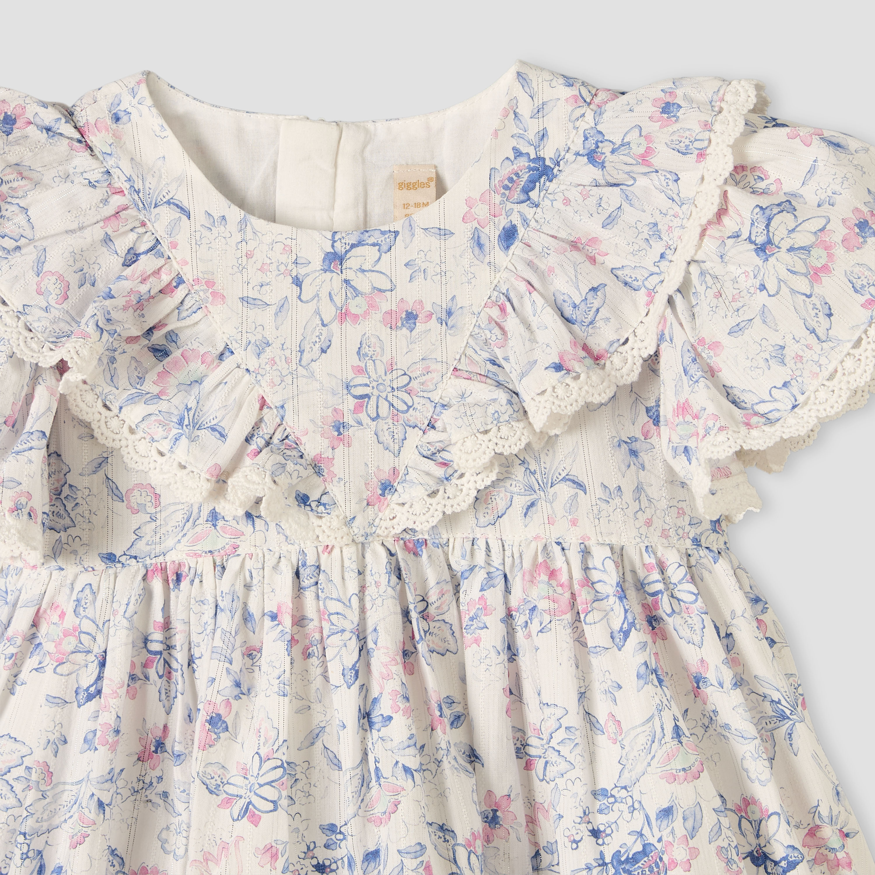 Giggles Round Neck Short Sleeves Knee-Length Dress with Floral Print-baby-girls-clothing-dressesandjumpsuits-image-4