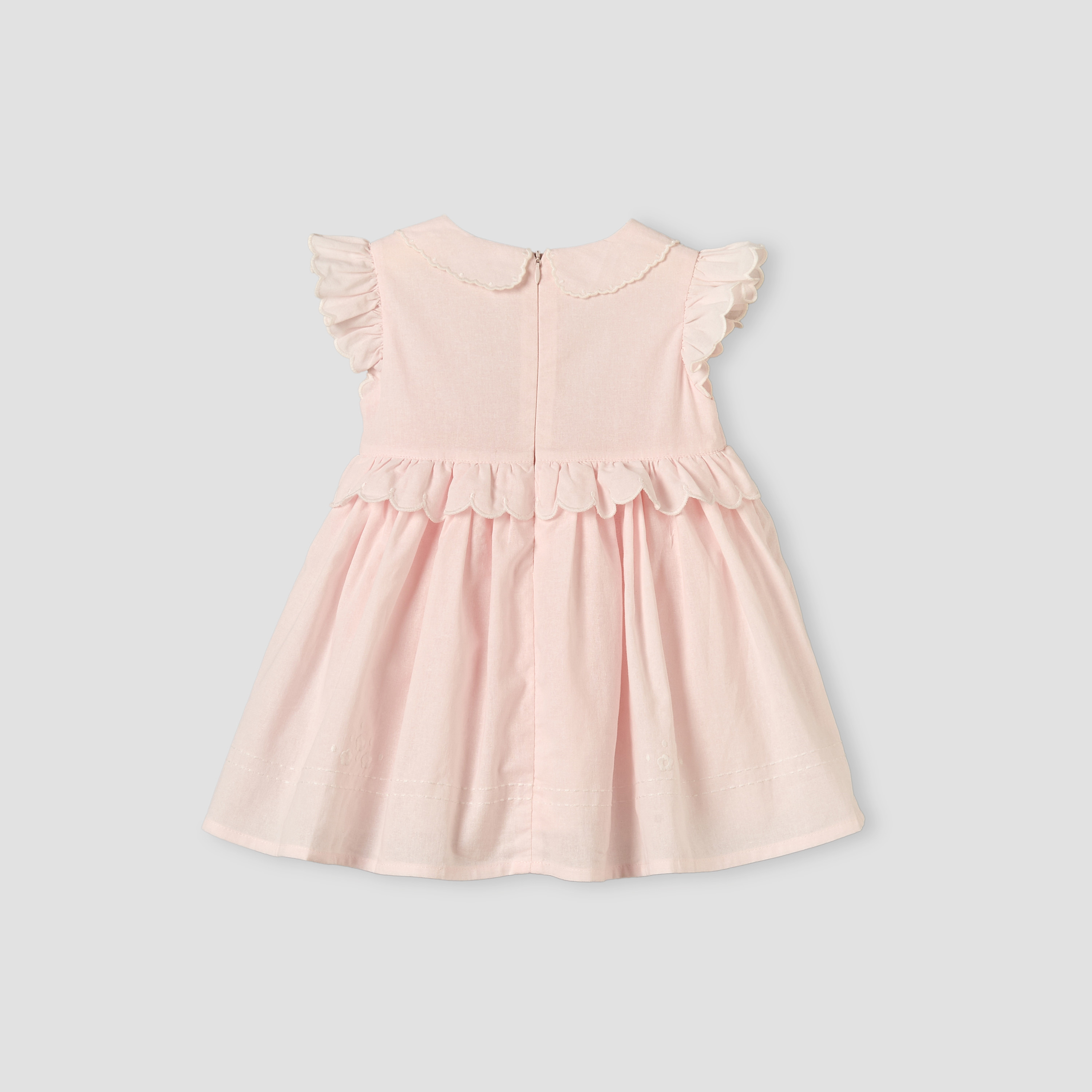 Giggles Peter Pan Collar Sleeveless Knee-Length Dress with Floral Embroidery-baby-girls-clothing-dressesandjumpsuits-image-2