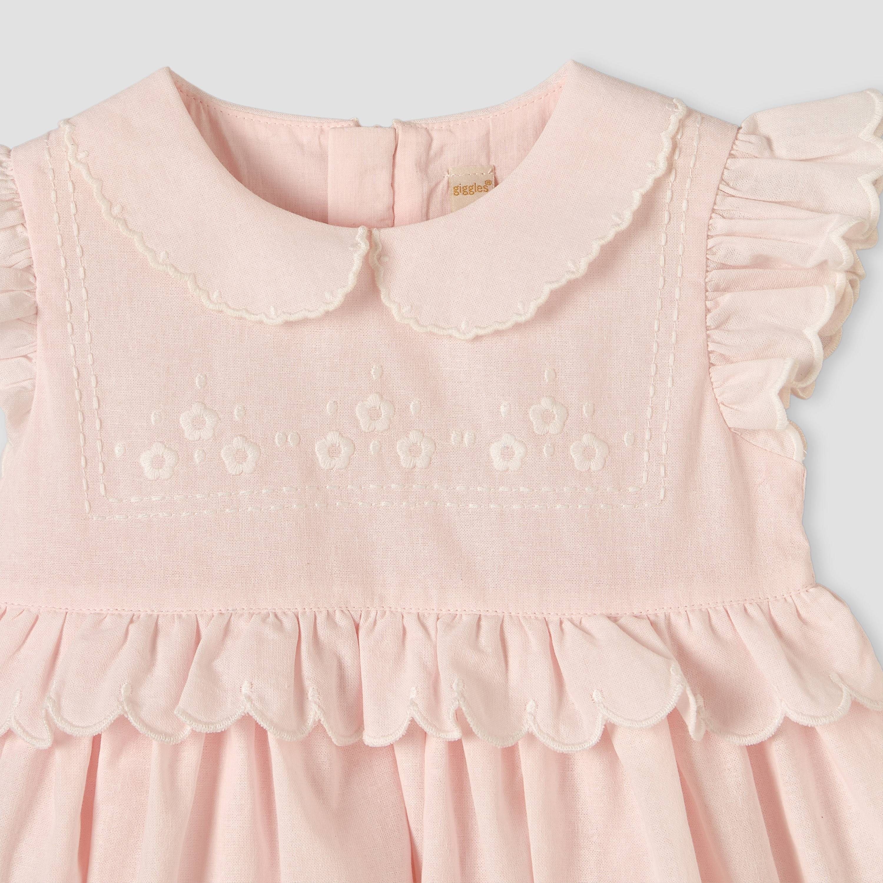 Giggles Peter Pan Collar Sleeveless Knee-Length Dress with Floral Embroidery-baby-girls-clothing-dressesandjumpsuits-image-3