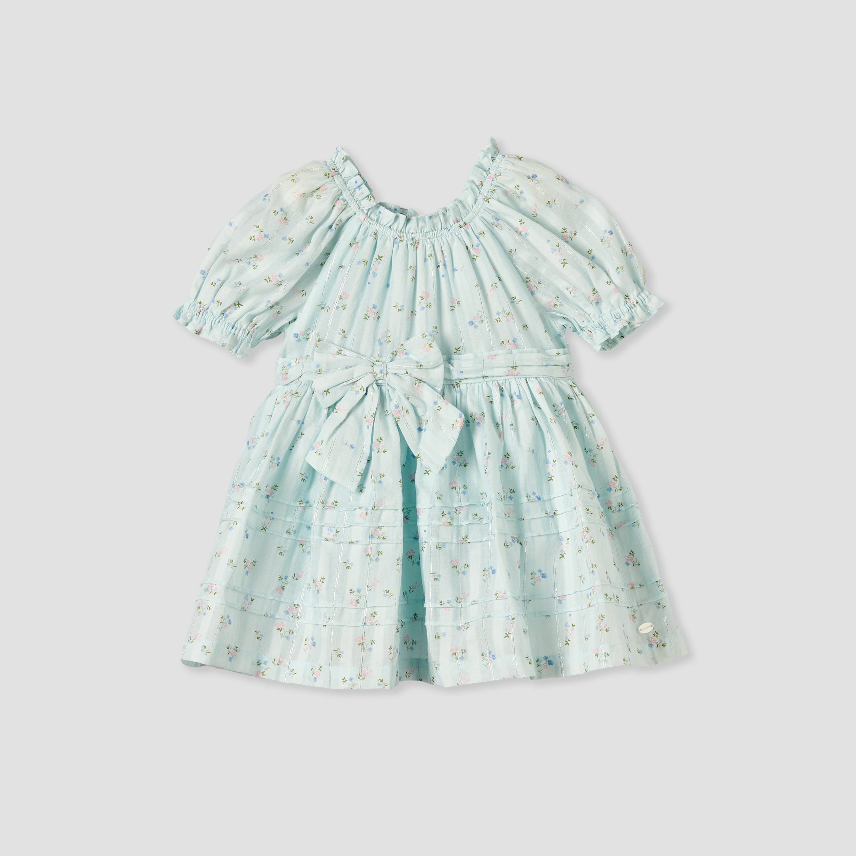 Giggles Round Neck Short Sleeve Knee-Length Dress with Floral Print-baby-girls-clothing-dressesandjumpsuits-image-2