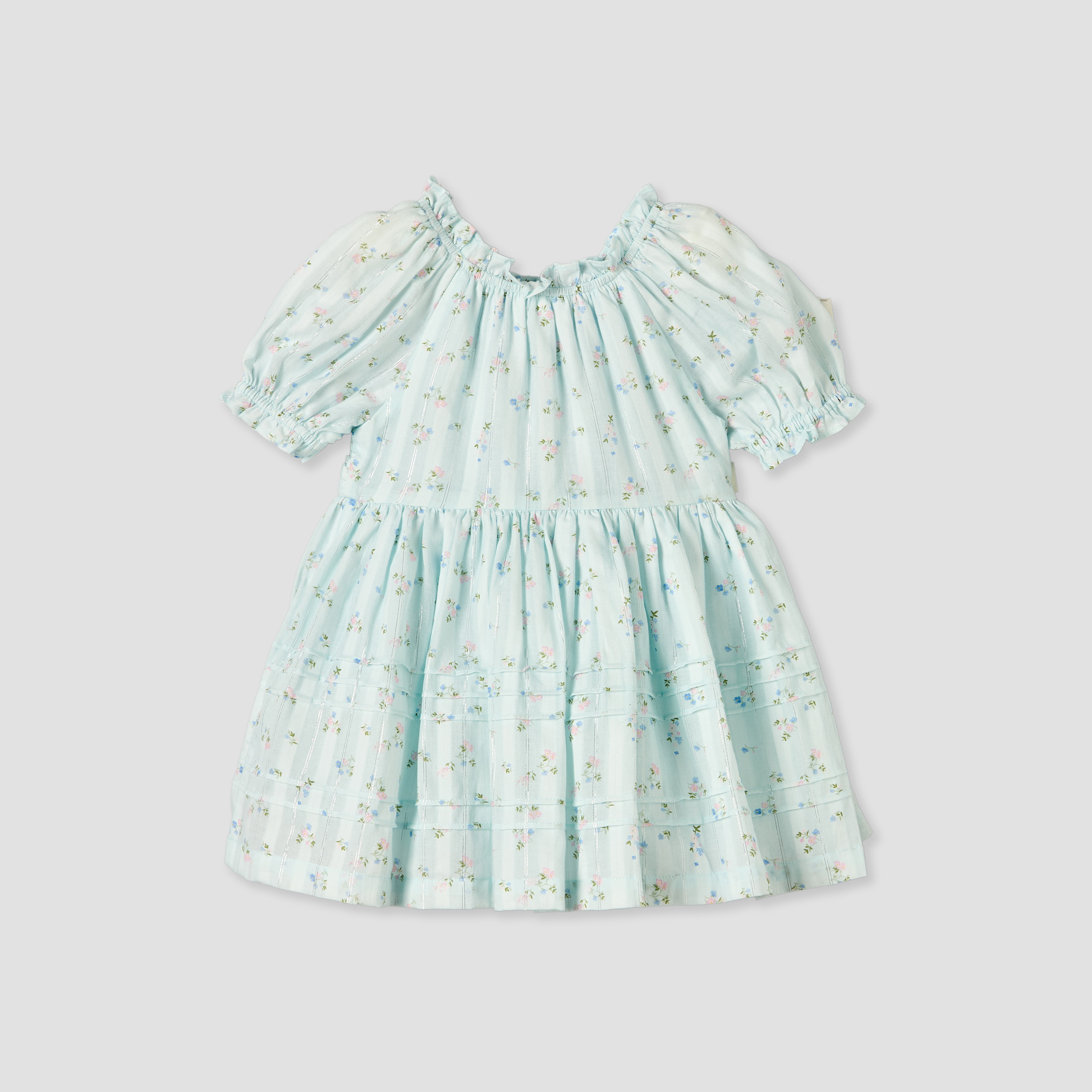 Giggles Round Neck Short Sleeve Knee-Length Dress with Floral Print-baby-girls-clothing-dressesandjumpsuits-image-3