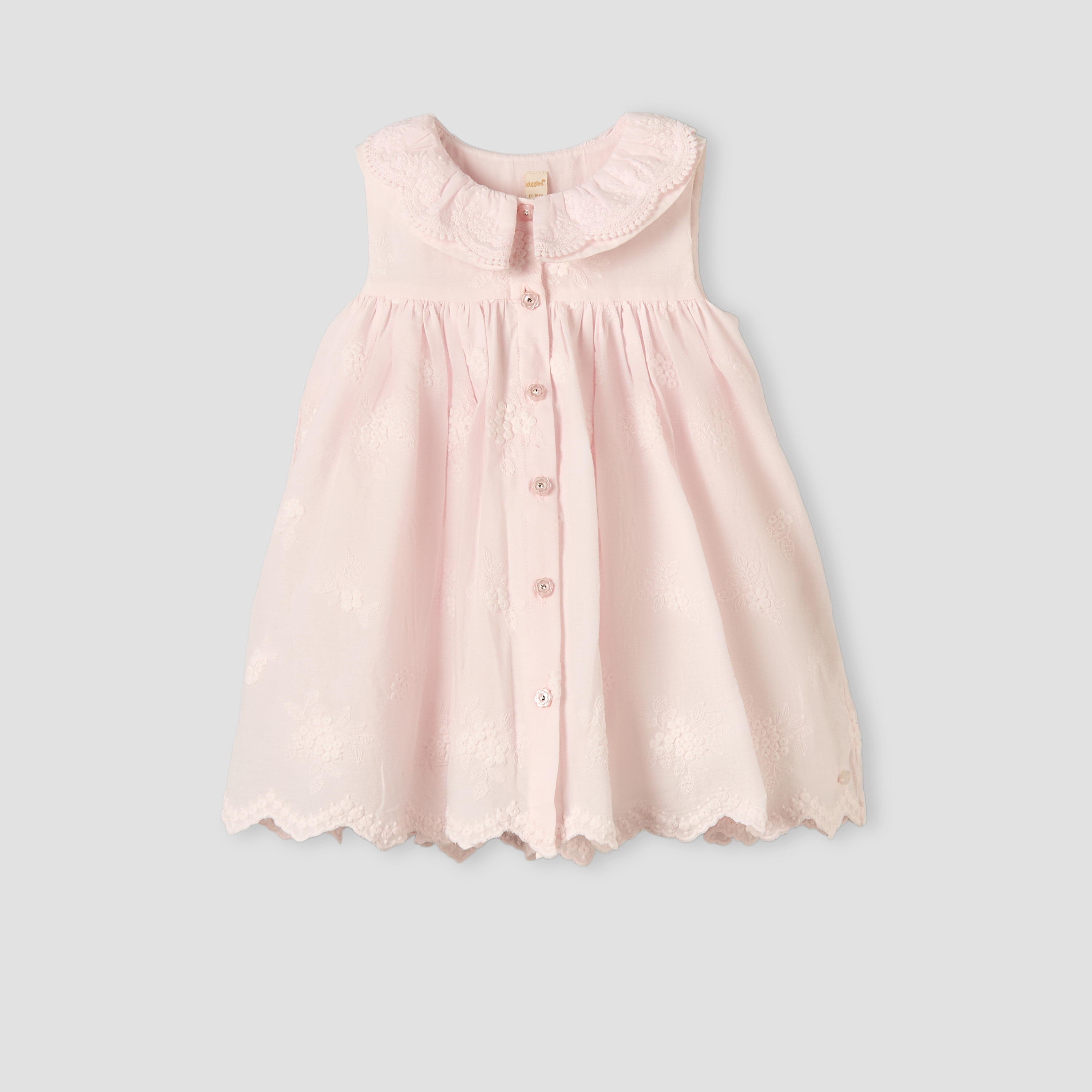 Giggles Collared Sleeveless Knee-Length A-line Dress with Embroidery-baby-girls-clothing-dressesandjumpsuits-image-2