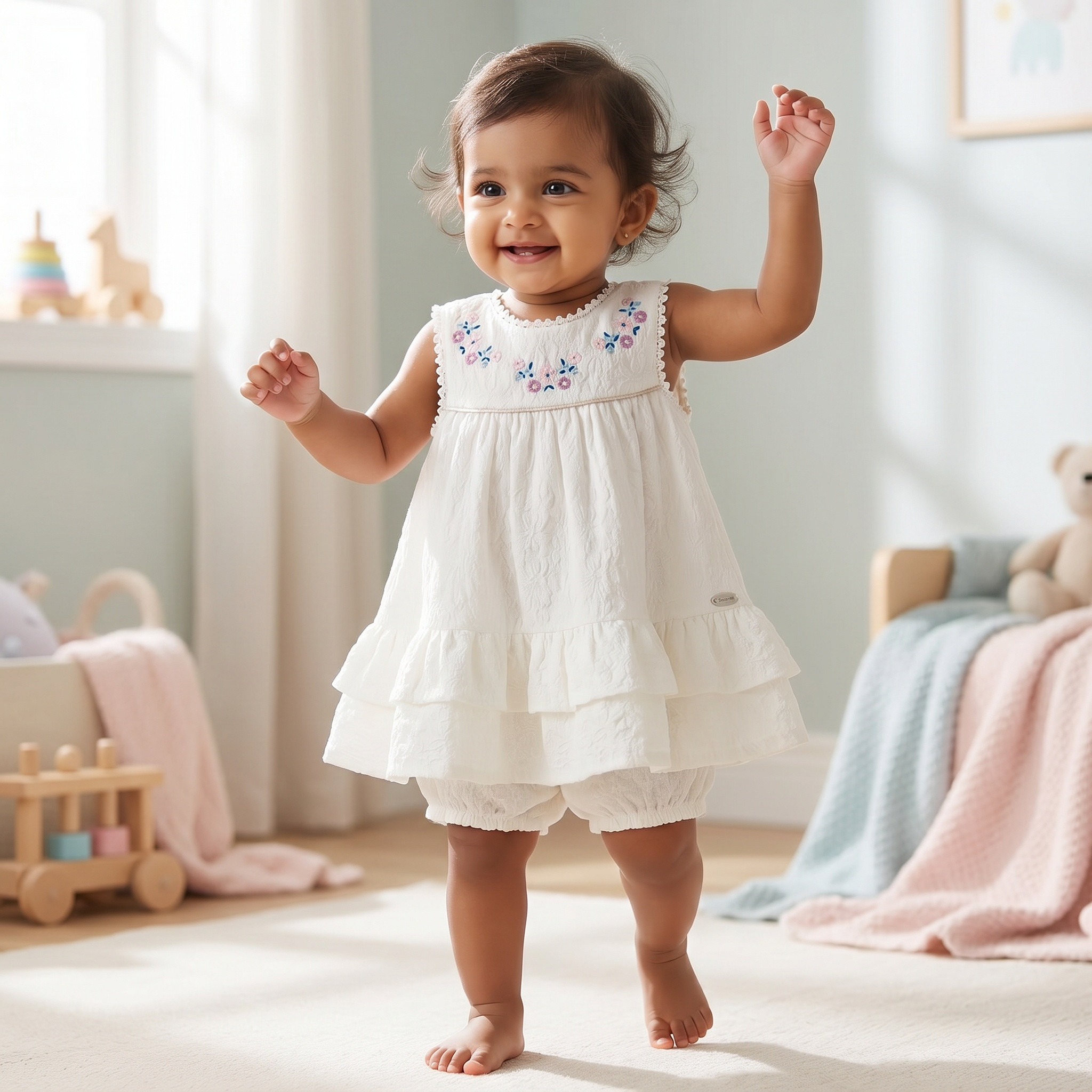 Giggles Round Neck Sleeveless Knee Length A-Line Dress with Bloomers-baby-girls-clothing-dressesandjumpsuits-image-1