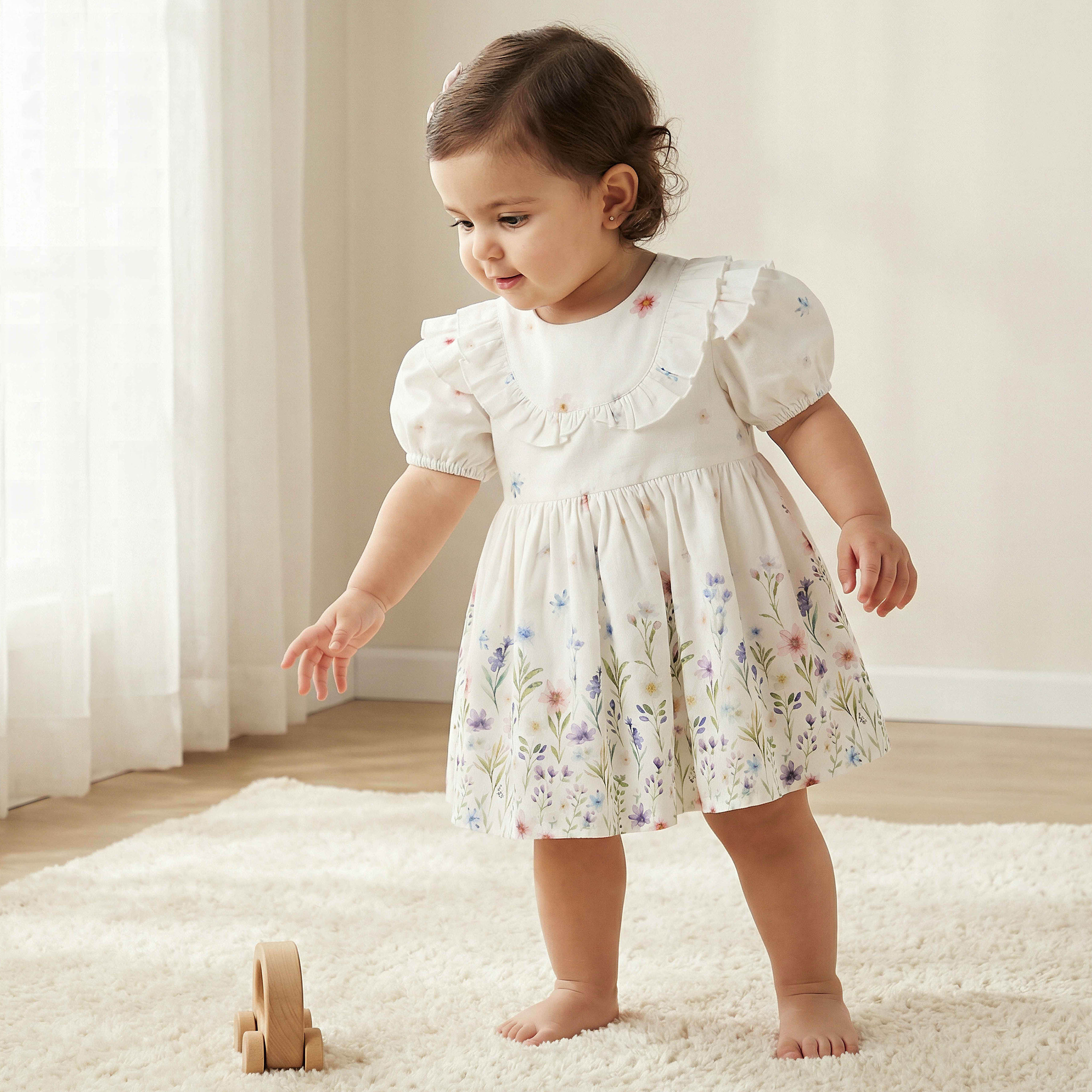 Giggles Round Neck Short Sleeves A-line Dress with Floral Print-baby-girls-clothing-dressesandjumpsuits-image-1