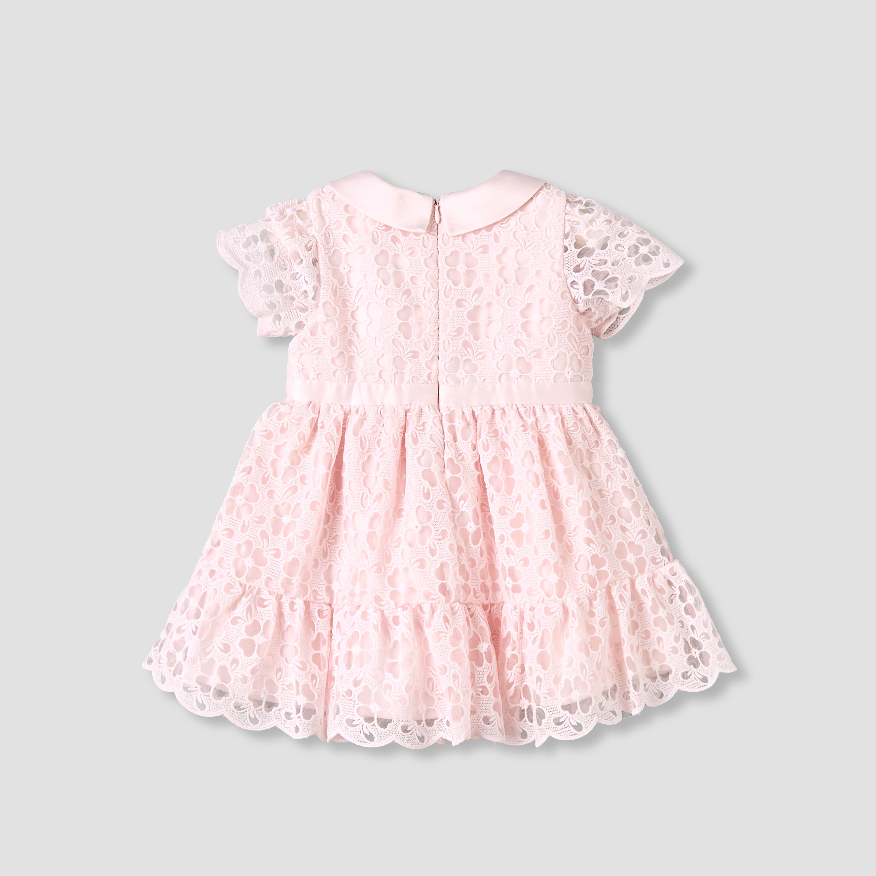 Giggles Peter Pan Collar Short Sleeves A-line Dress with Lace and Bow Design-baby-girls-clothing-dressesandjumpsuits-image-3
