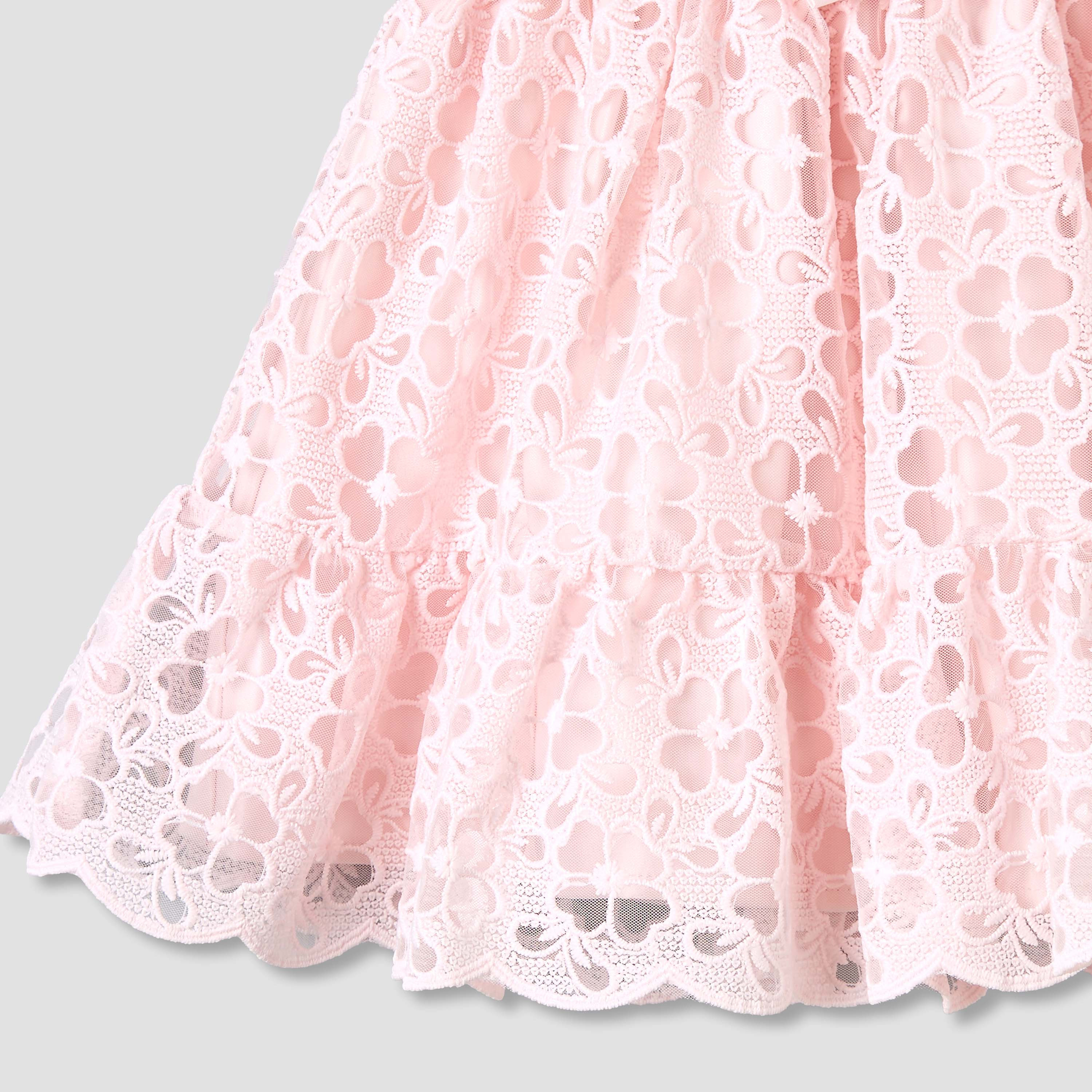 Giggles Peter Pan Collar Short Sleeves A-line Dress with Lace and Bow Design-baby-girls-clothing-dressesandjumpsuits-image-5
