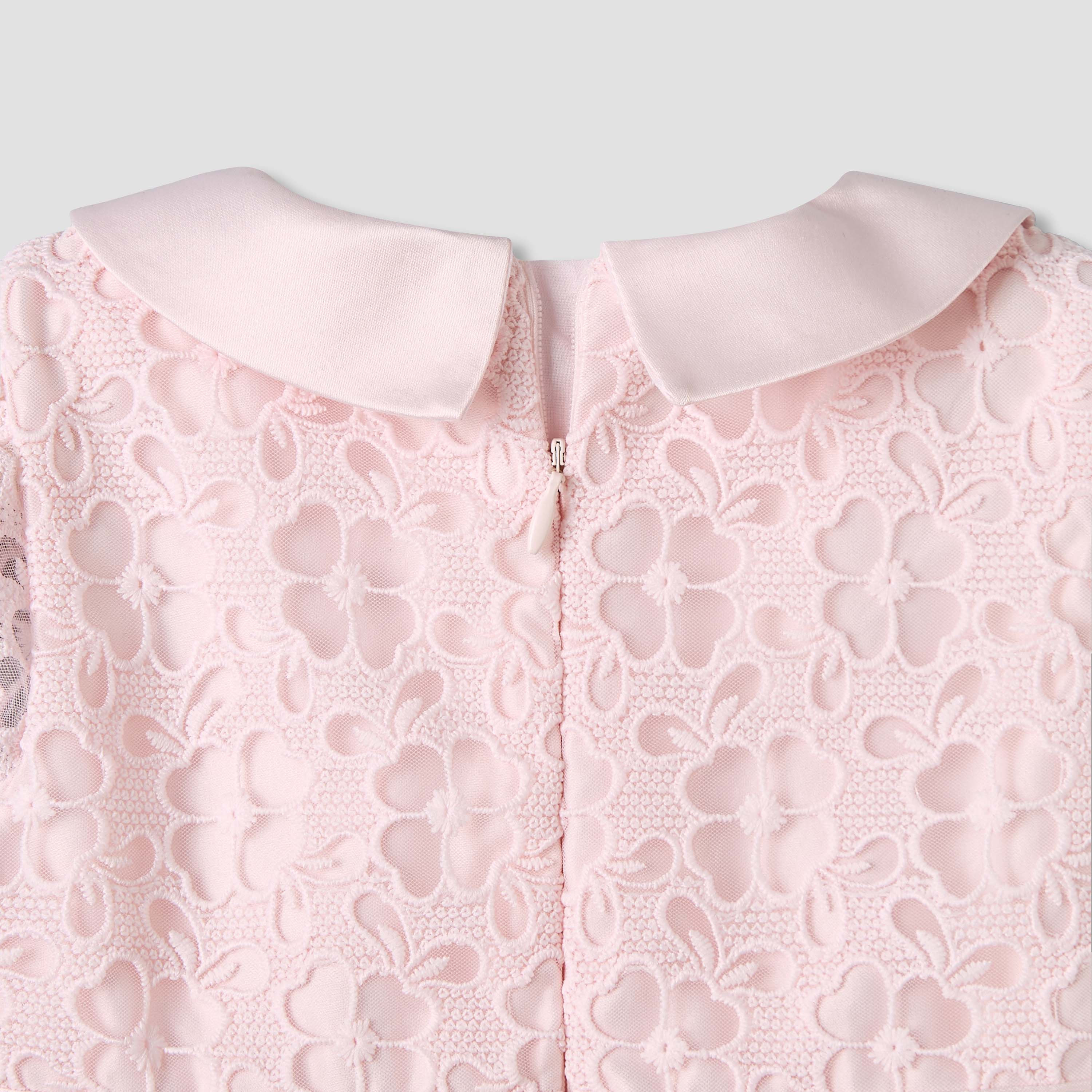 Giggles Peter Pan Collar Short Sleeves A-line Dress with Lace and Bow Design-baby-girls-clothing-dressesandjumpsuits-image-6