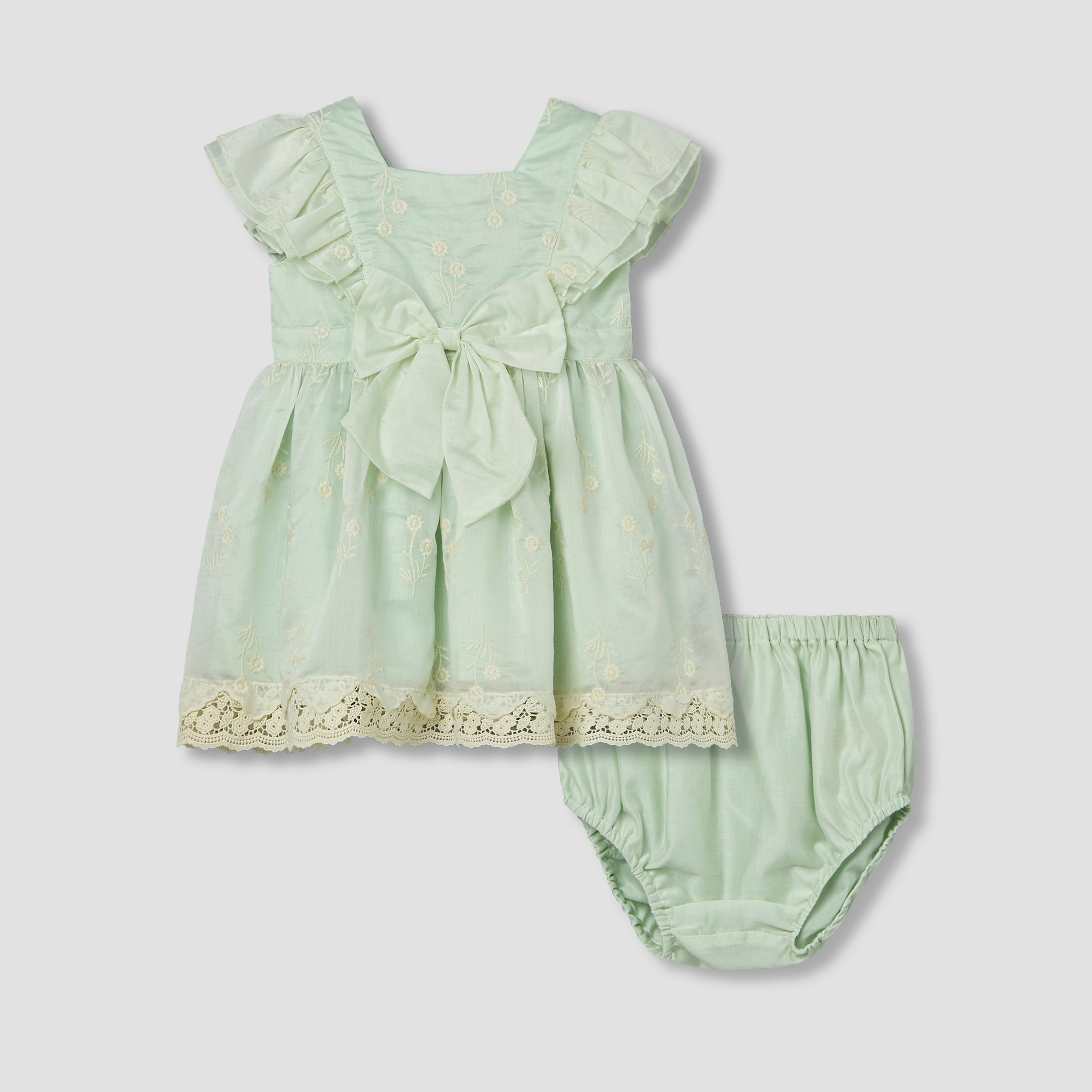 Giggles Square Neck Short Sleeve Skater Dress with Bloomers and Floral Embroidery-baby-girls-clothing-dressesandjumpsuits-image-2