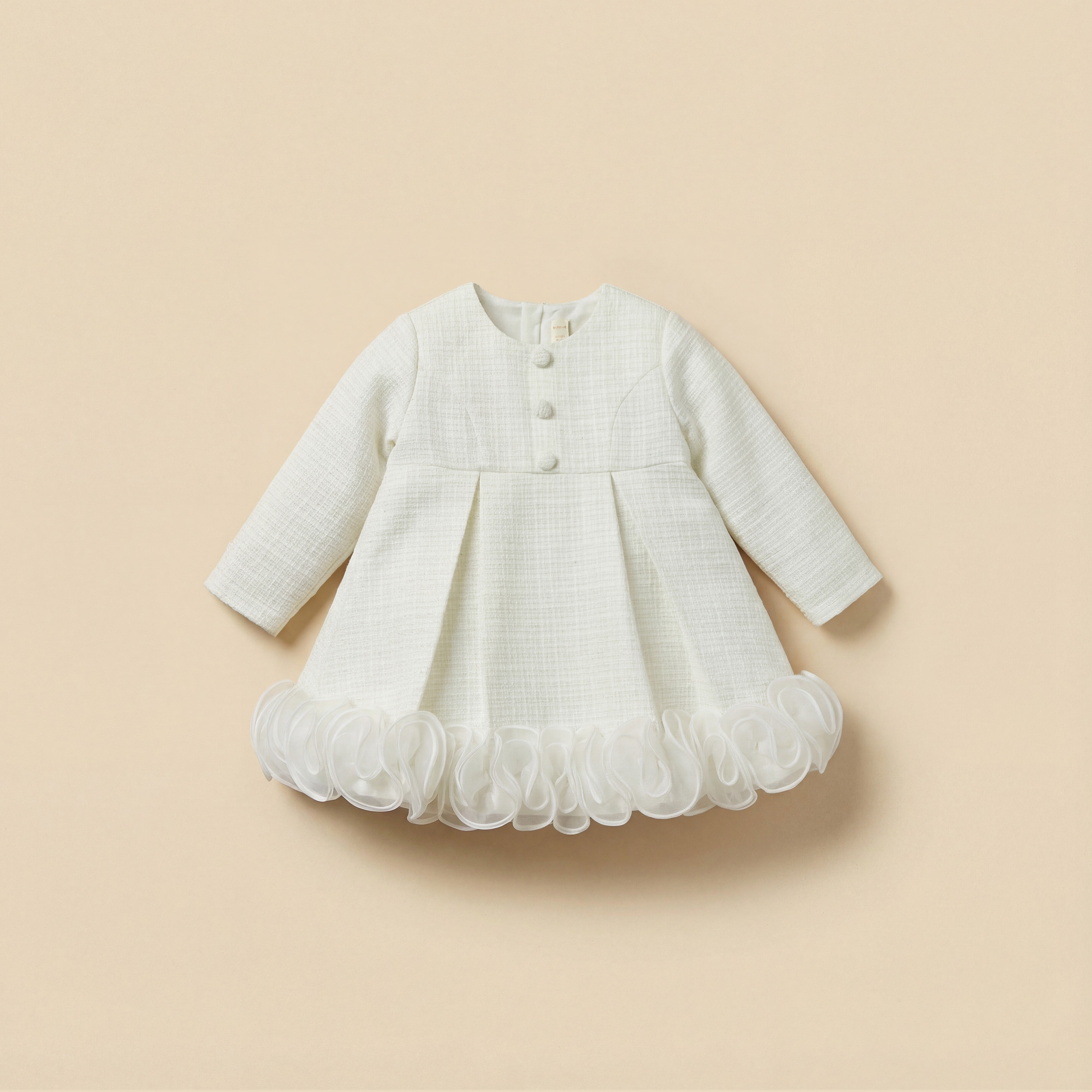 Giggles Round Neck Long Sleeves Dress with Ruffle Detail-baby-girls-clothing-dressesandjumpsuits-image-2