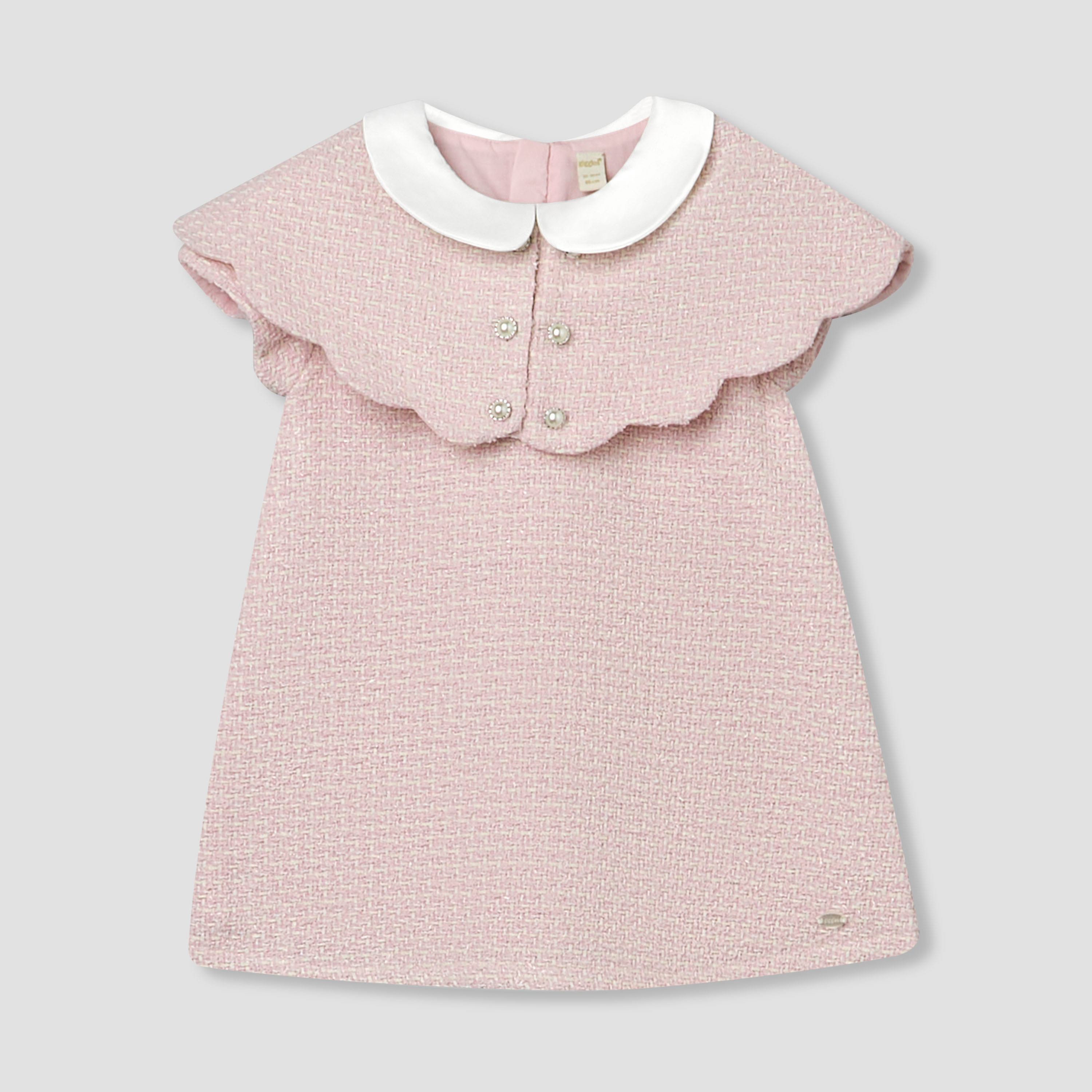 Giggles Peter Pan Collar Short Sleeves A-line Dress with Tights-baby-girls-clothing-setsandcoords-image-3