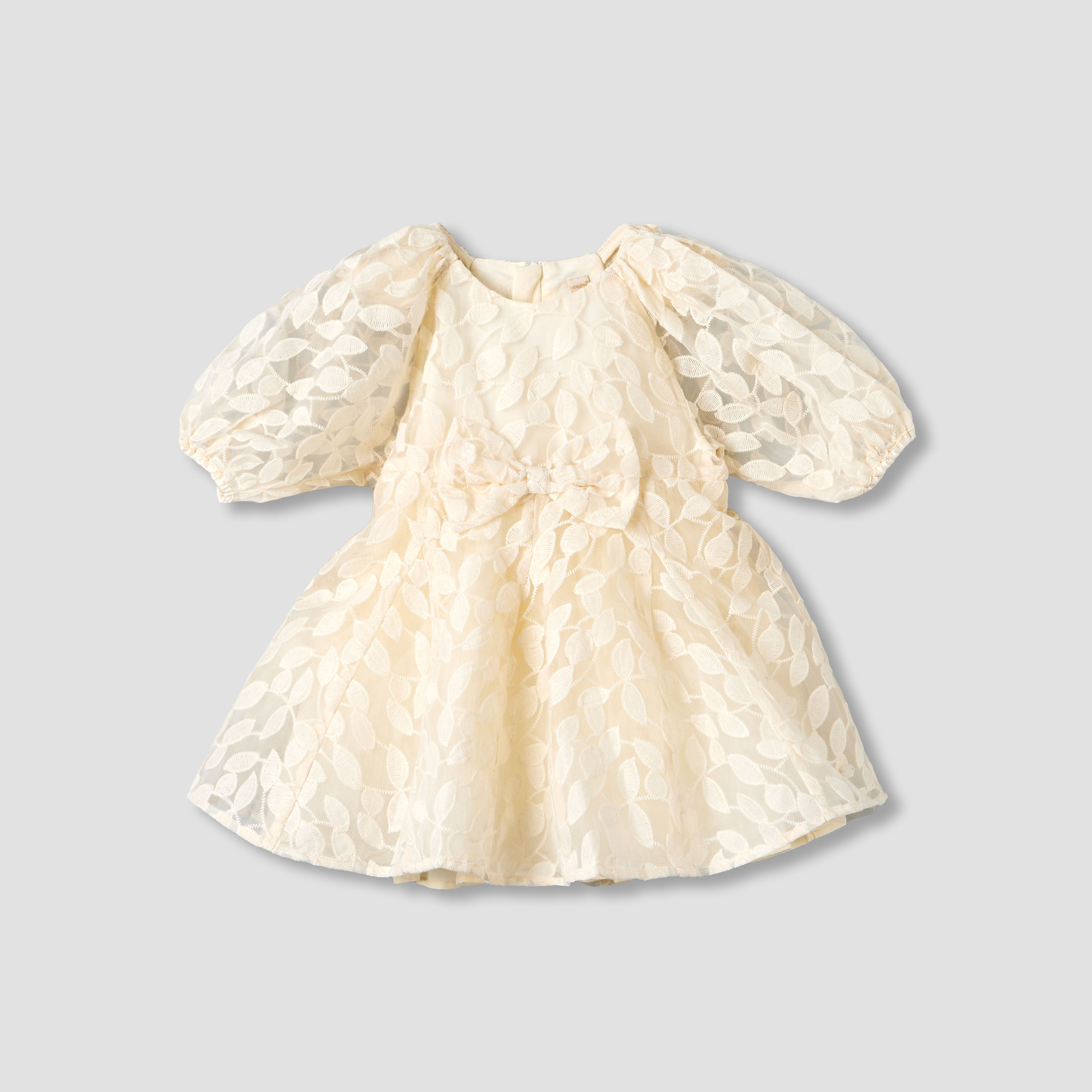 Giggles Round Neck Long Sleeves Dress with Bow Accent-baby-girls-clothing-dressesandjumpsuits-image-2