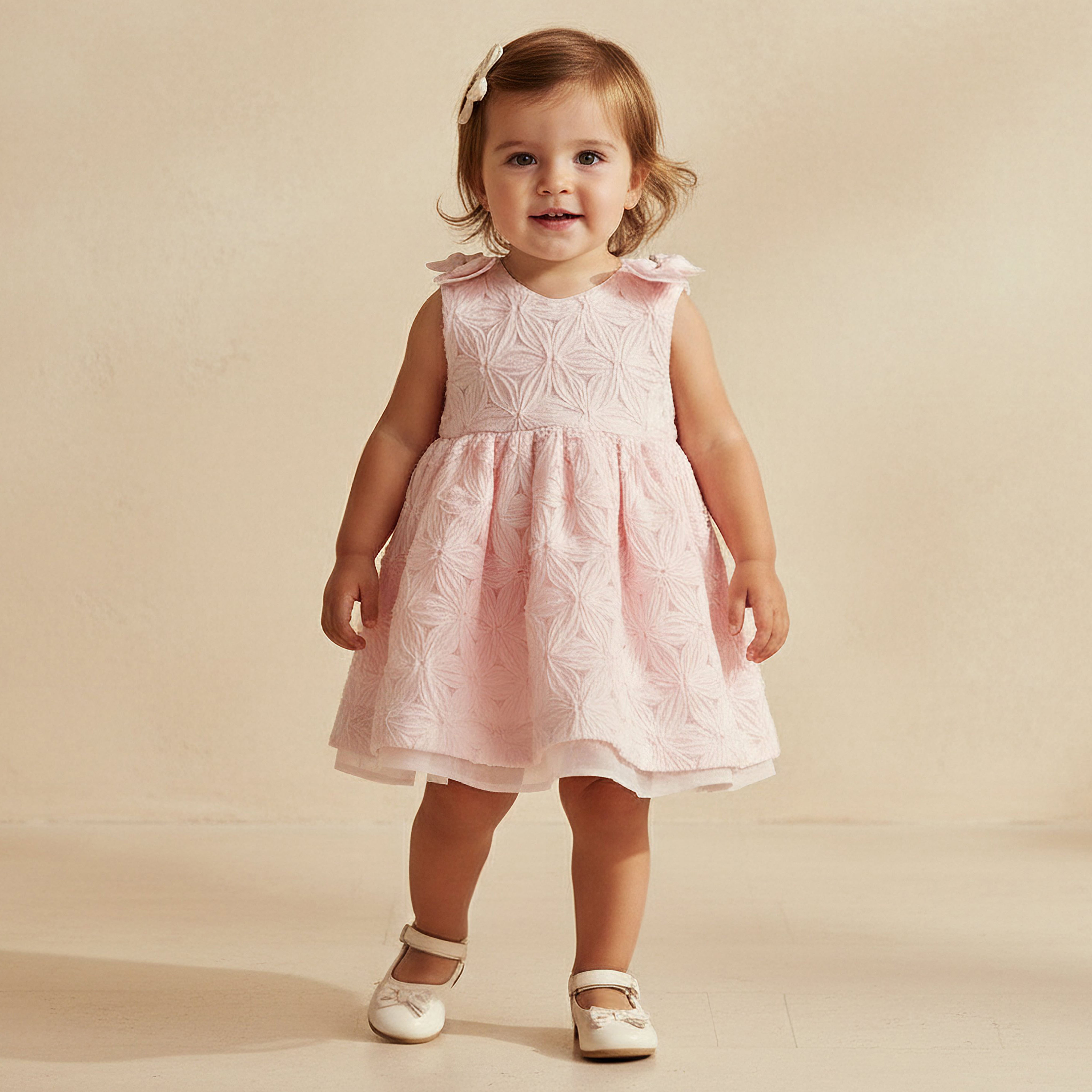 Giggles V-neck Sleeveless A-line Dress with Lace and Bow Design-baby-girls-clothing-dressesandjumpsuits-image-1