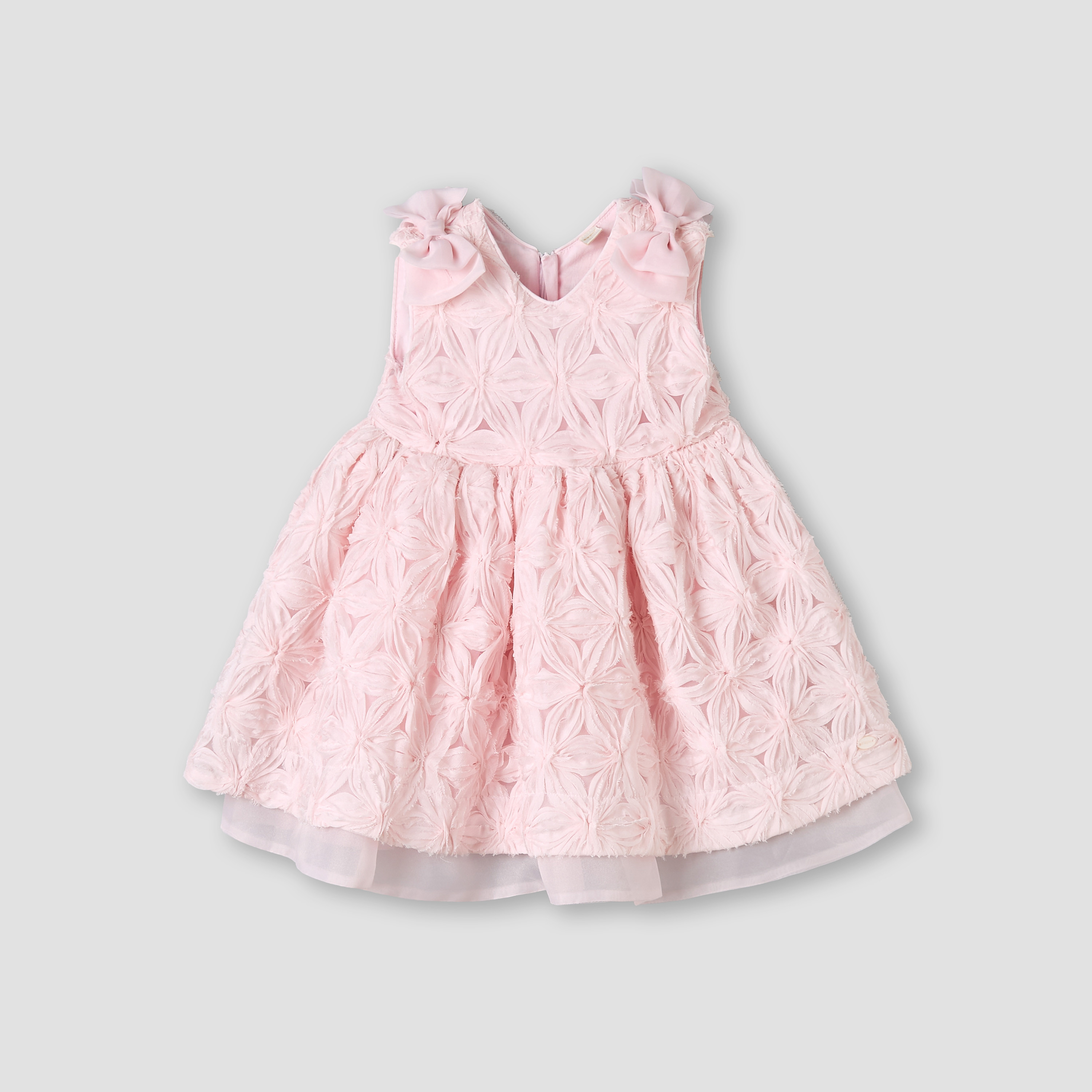 Giggles V-neck Sleeveless A-line Dress with Lace and Bow Design-baby-girls-clothing-dressesandjumpsuits-image-2