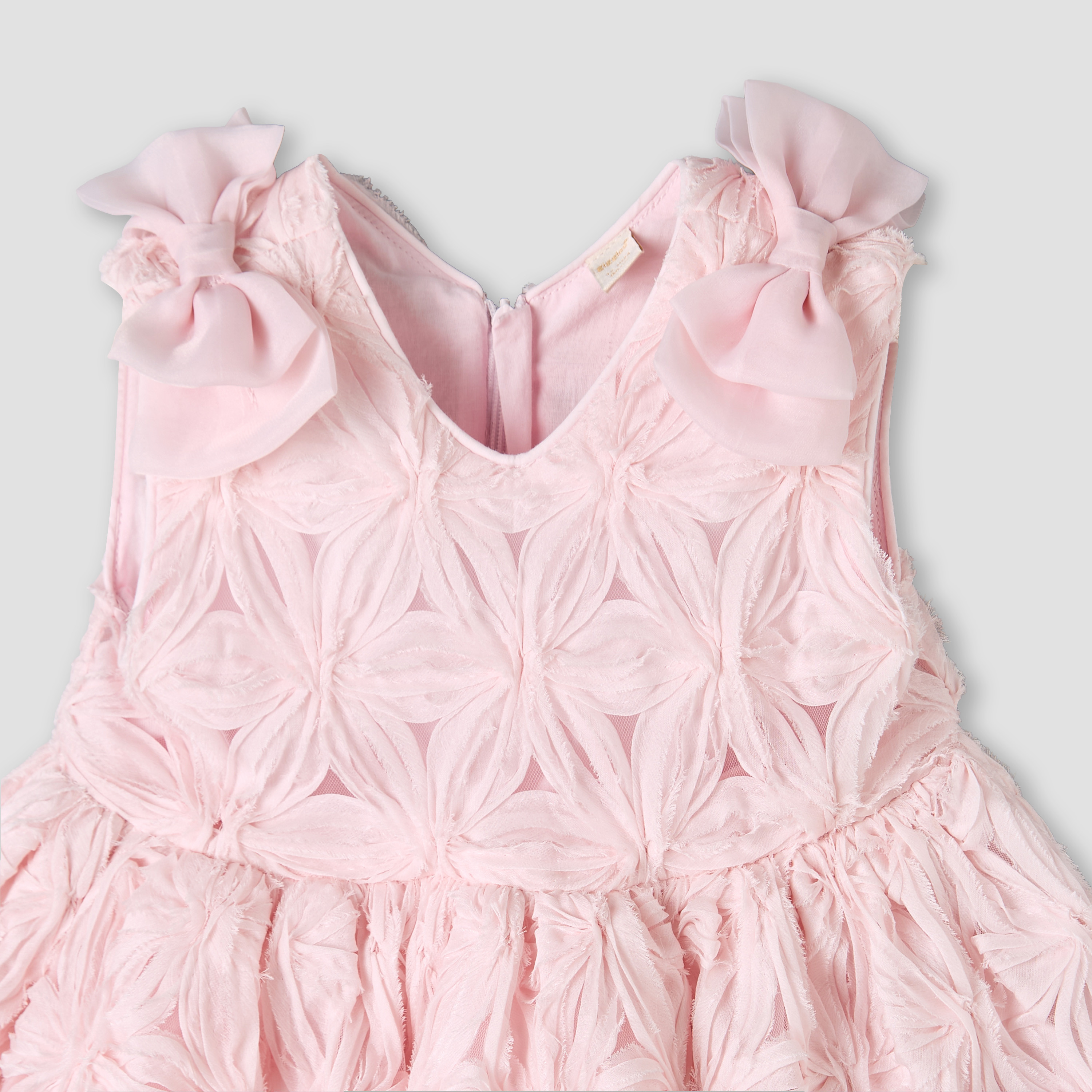 Giggles V-neck Sleeveless A-line Dress with Lace and Bow Design-baby-girls-clothing-dressesandjumpsuits-image-4