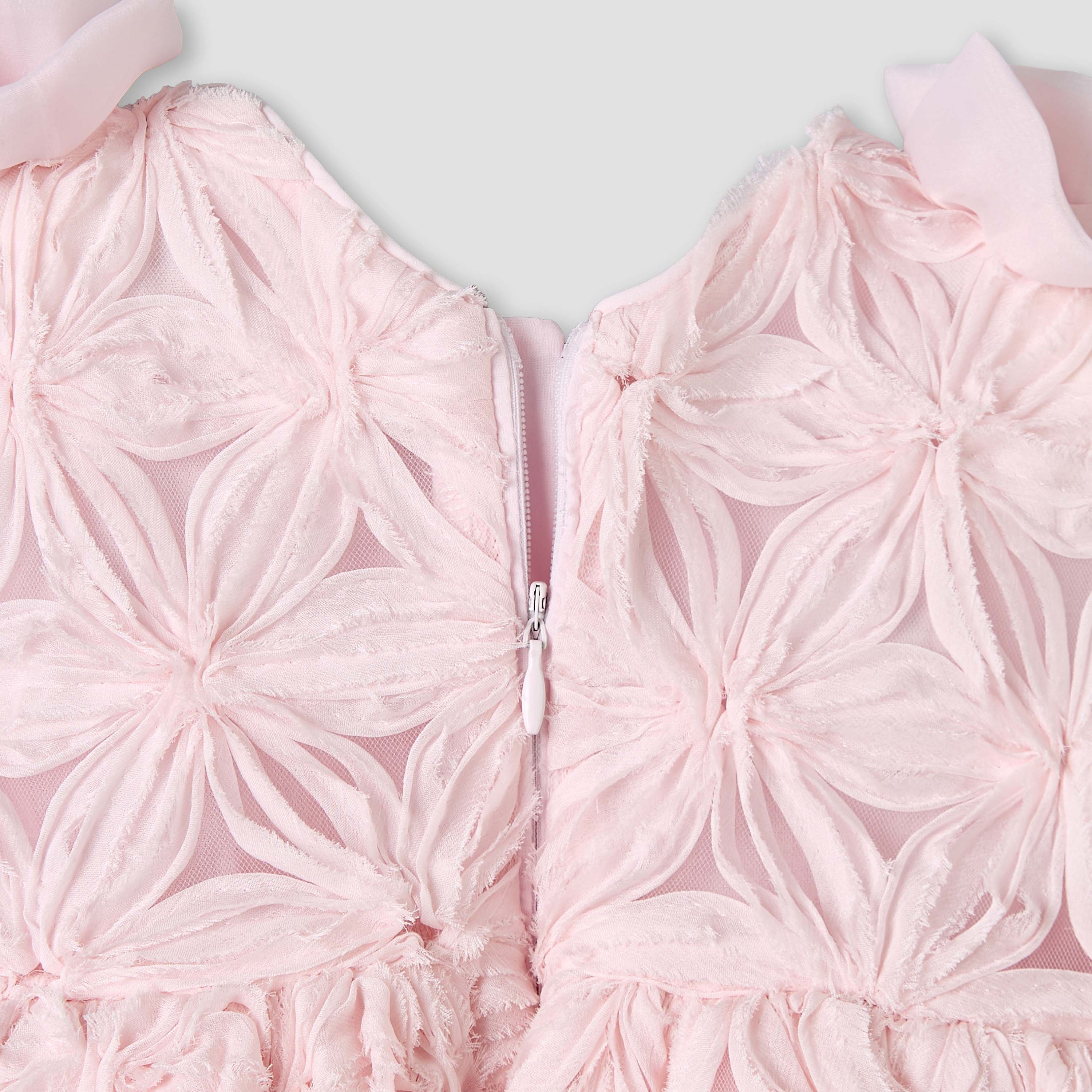 Giggles V-neck Sleeveless A-line Dress with Lace and Bow Design-baby-girls-clothing-dressesandjumpsuits-image-6