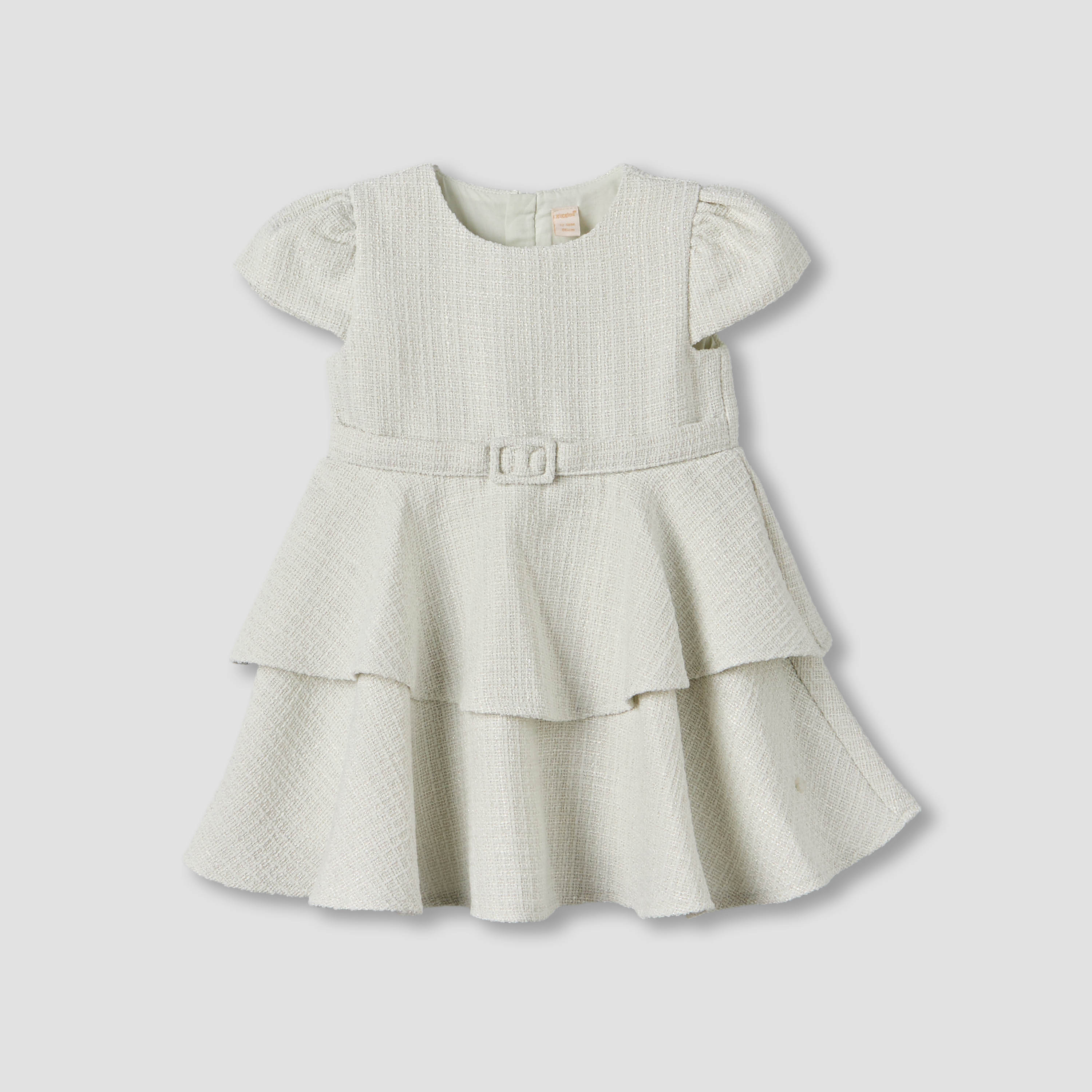 Giggles Round Neck Short Sleeves Empire Dress with Belt Detail-baby-girls-clothing-dressesandjumpsuits-image-2