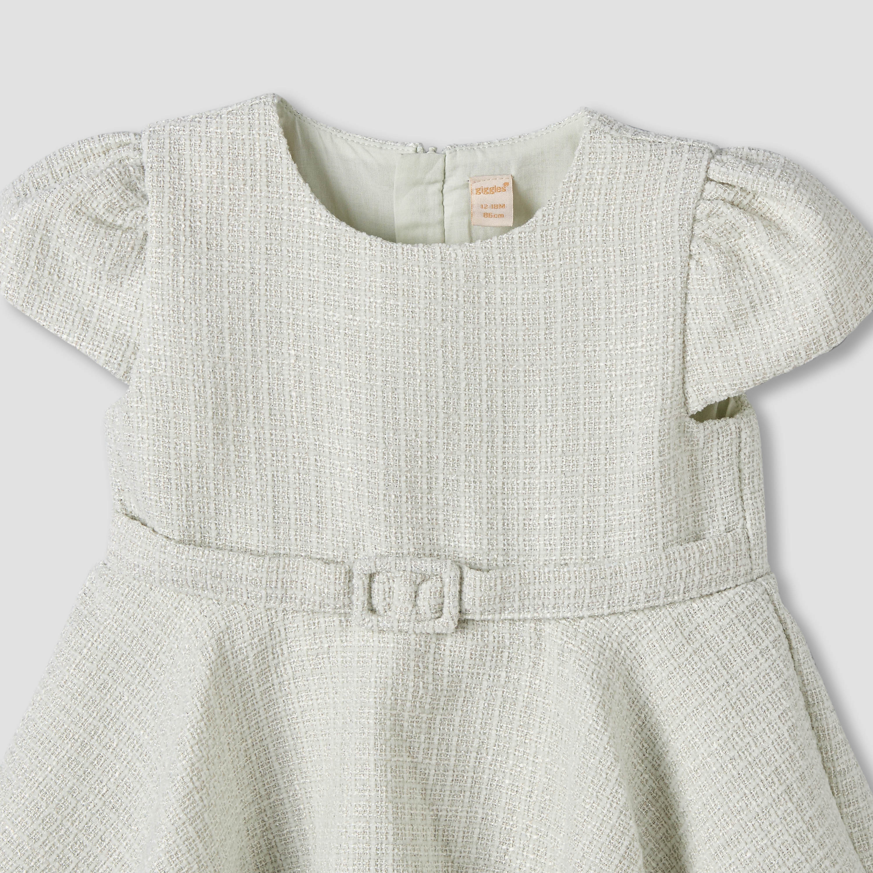 Giggles Round Neck Short Sleeves Empire Dress with Belt Detail-baby-girls-clothing-dressesandjumpsuits-image-4