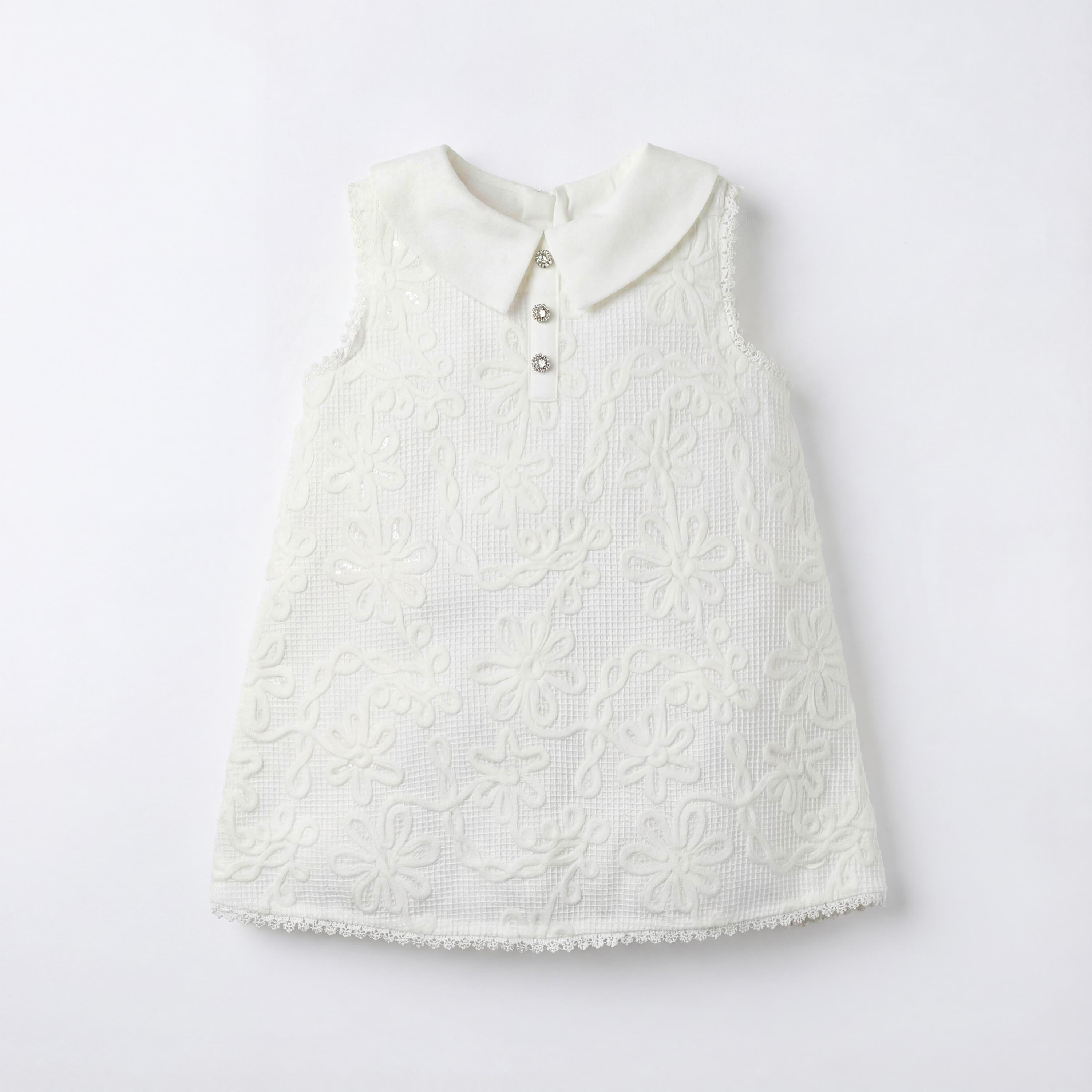فستان بياقة بدون أكمام بتصميم فيونكة ودانتيل من جيجلز-baby-girls-clothing-dressesandjumpsuits-image-2