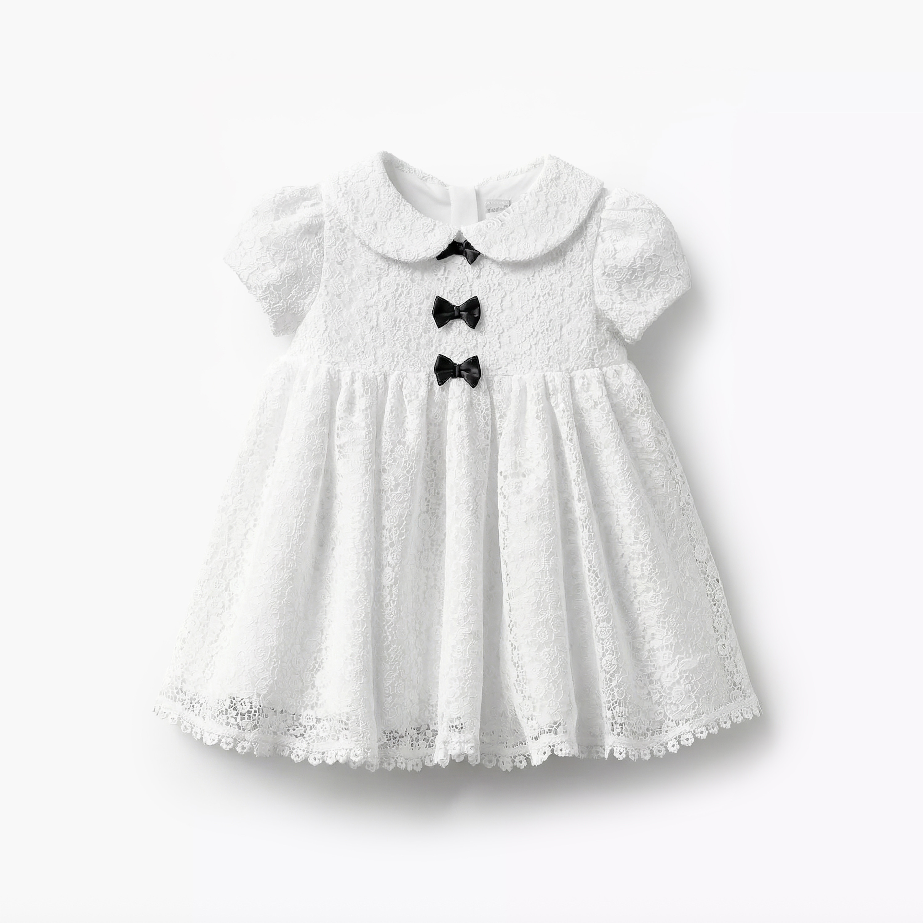 Giggles Peter Pan Collar Short Sleeves A-line Dress with Bow Detail-baby-girls-clothing-dressesandjumpsuits-image-2