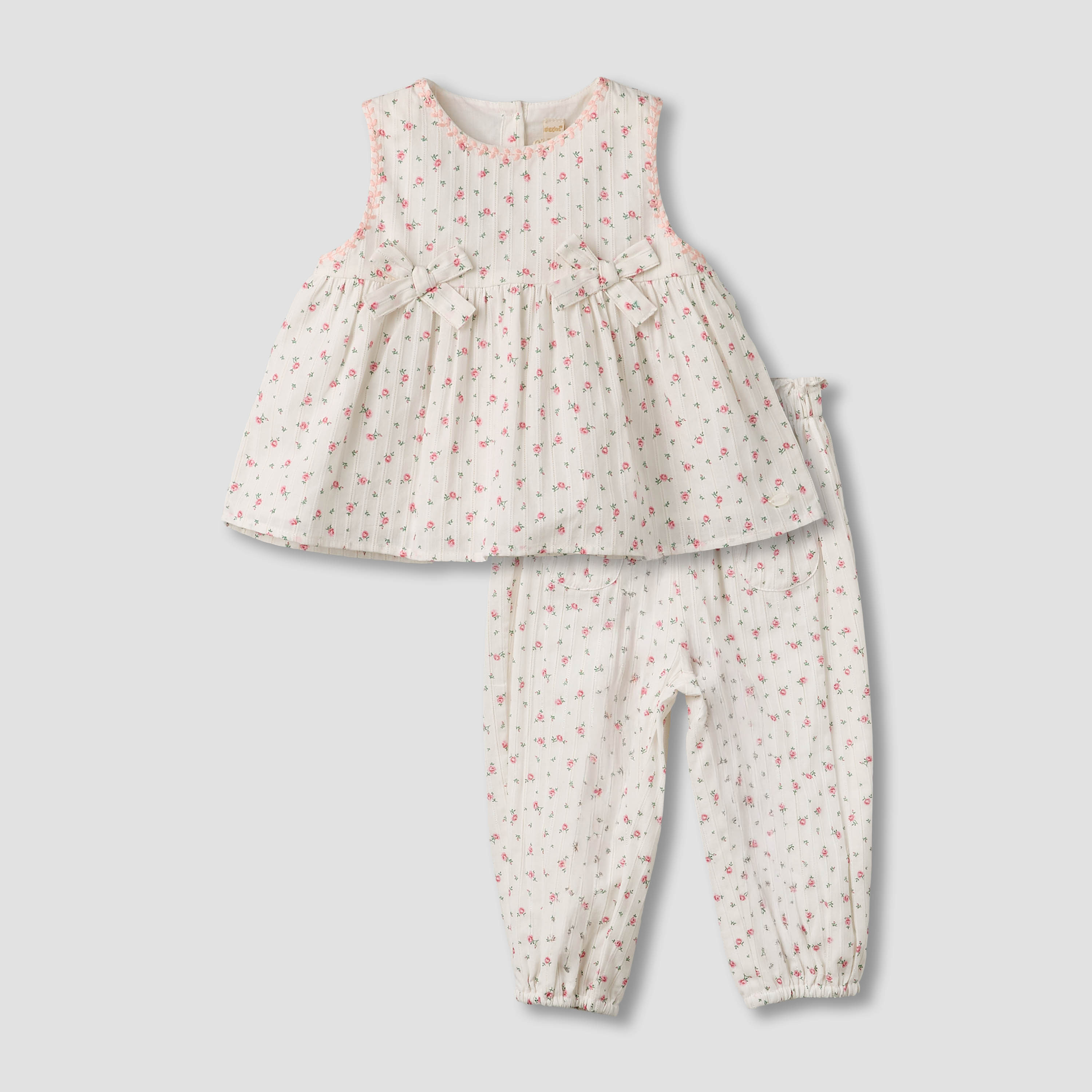 Giggles Round Neck Sleeveless Top and Pants Set with Elasticated Waistband-baby-girls-clothing-setsandcoords-image-2