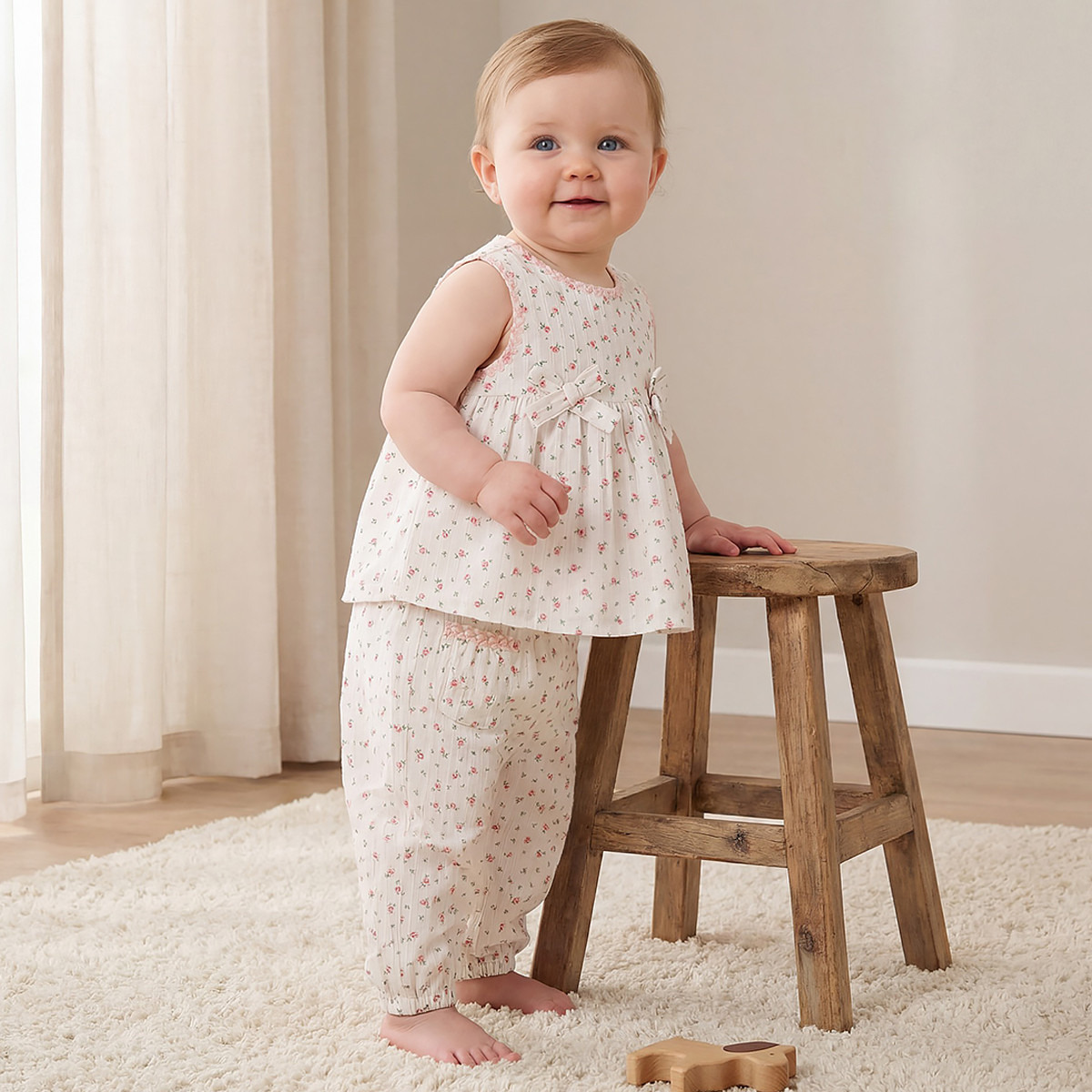 Giggles Round Neck Sleeveless Top and Pants Set with Elasticated Waistband-baby-girls-clothing-setsandcoords-image-1