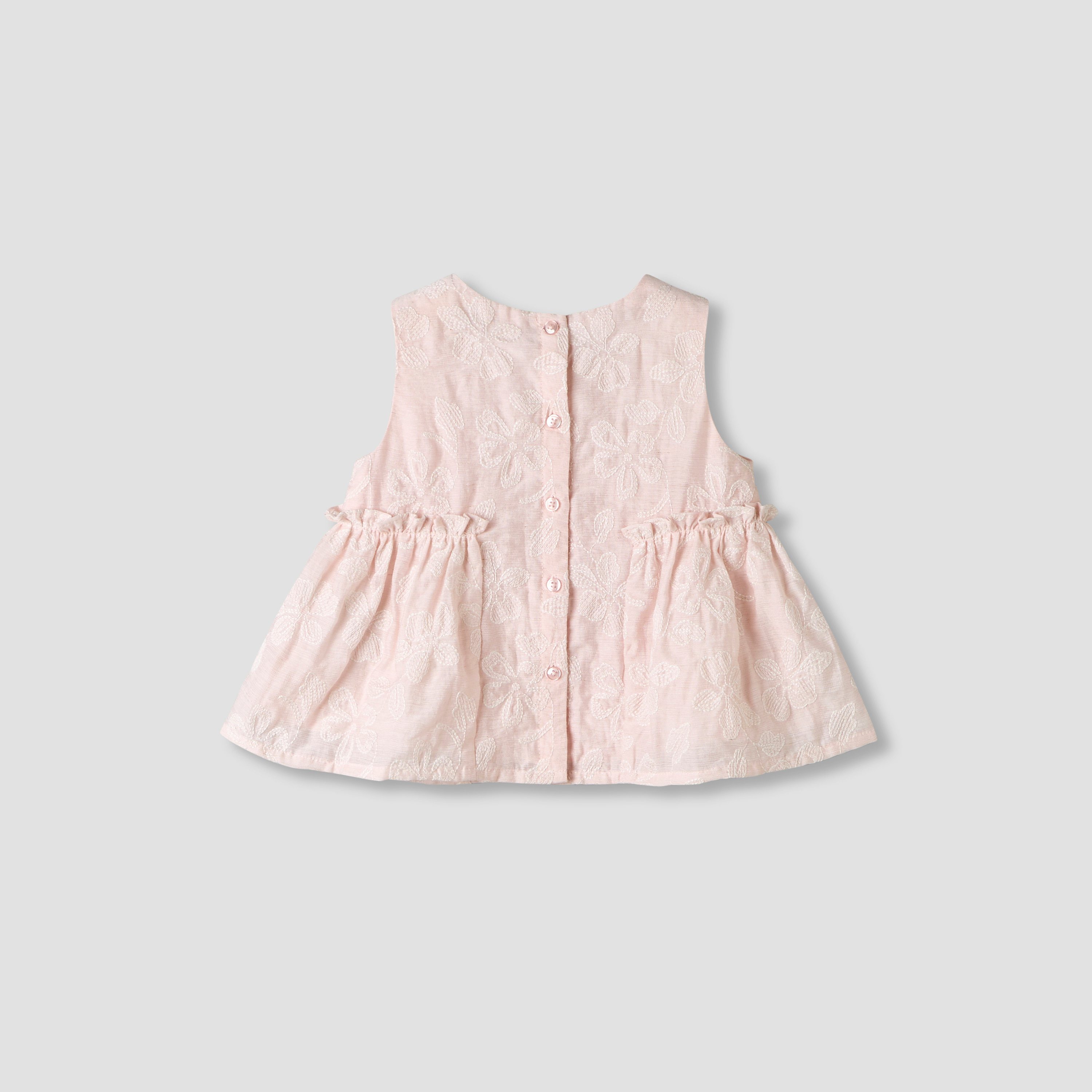 Giggles Round Neck Sleeveless Peplum Top and Shorts Set with Floral Embroidery-baby-girls-clothing-setsandcoords-image-6