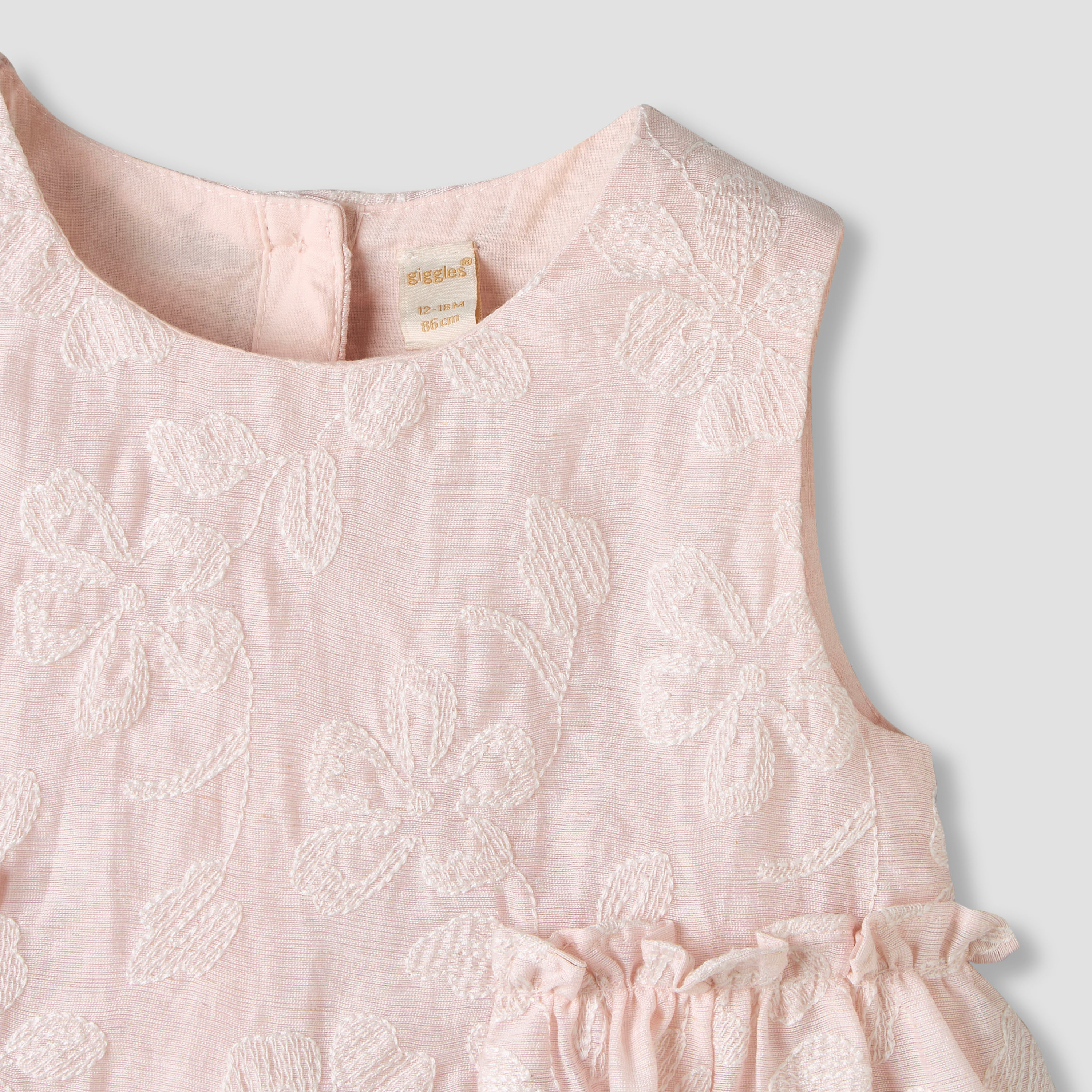 Giggles Round Neck Sleeveless Peplum Top and Shorts Set with Floral Embroidery-baby-girls-clothing-setsandcoords-image-7