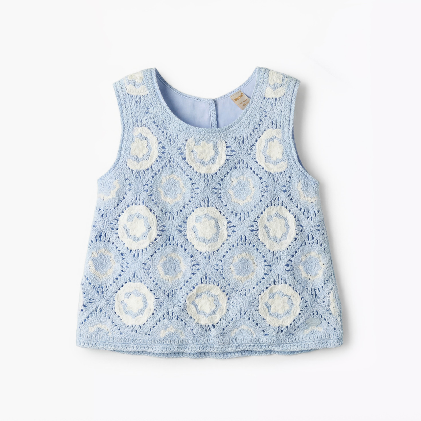 Giggles Round Neck Sleeveless Crochet Top and Shorts Set with Hairband-baby-girls-clothing-setsandcoords-image-2