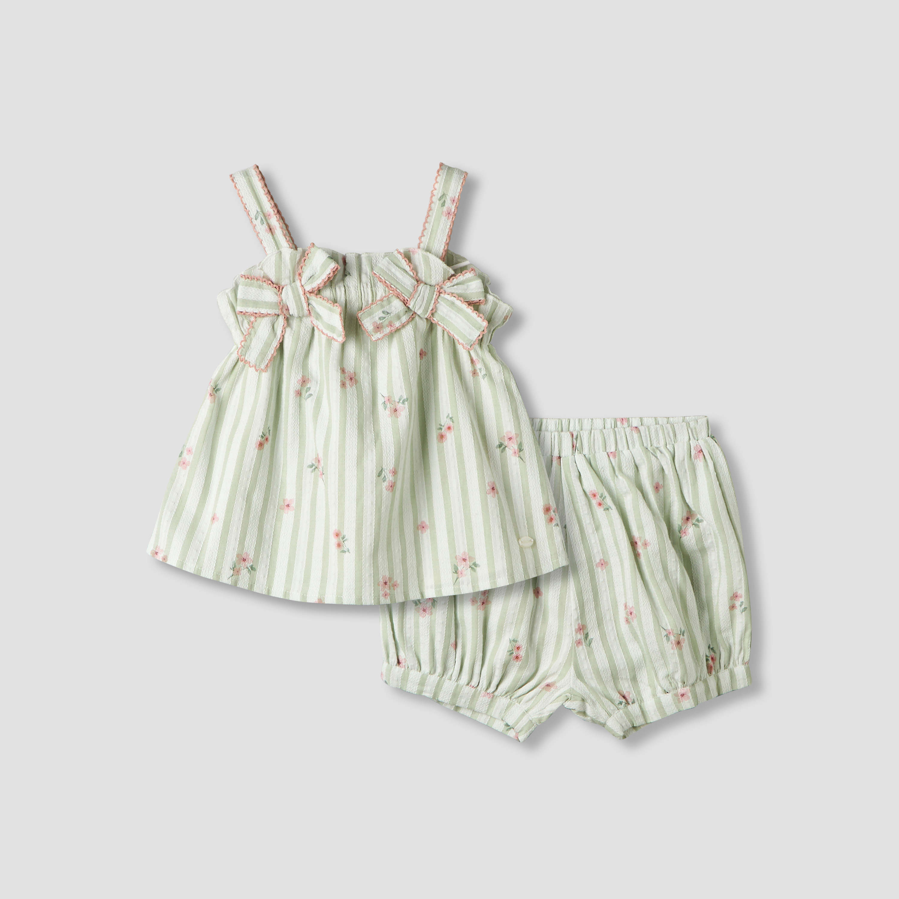 Giggles Square Neck Straps Sleeve Top and Shorts Set with Floral Print-baby-girls-clothing-setsandcoords-image-2