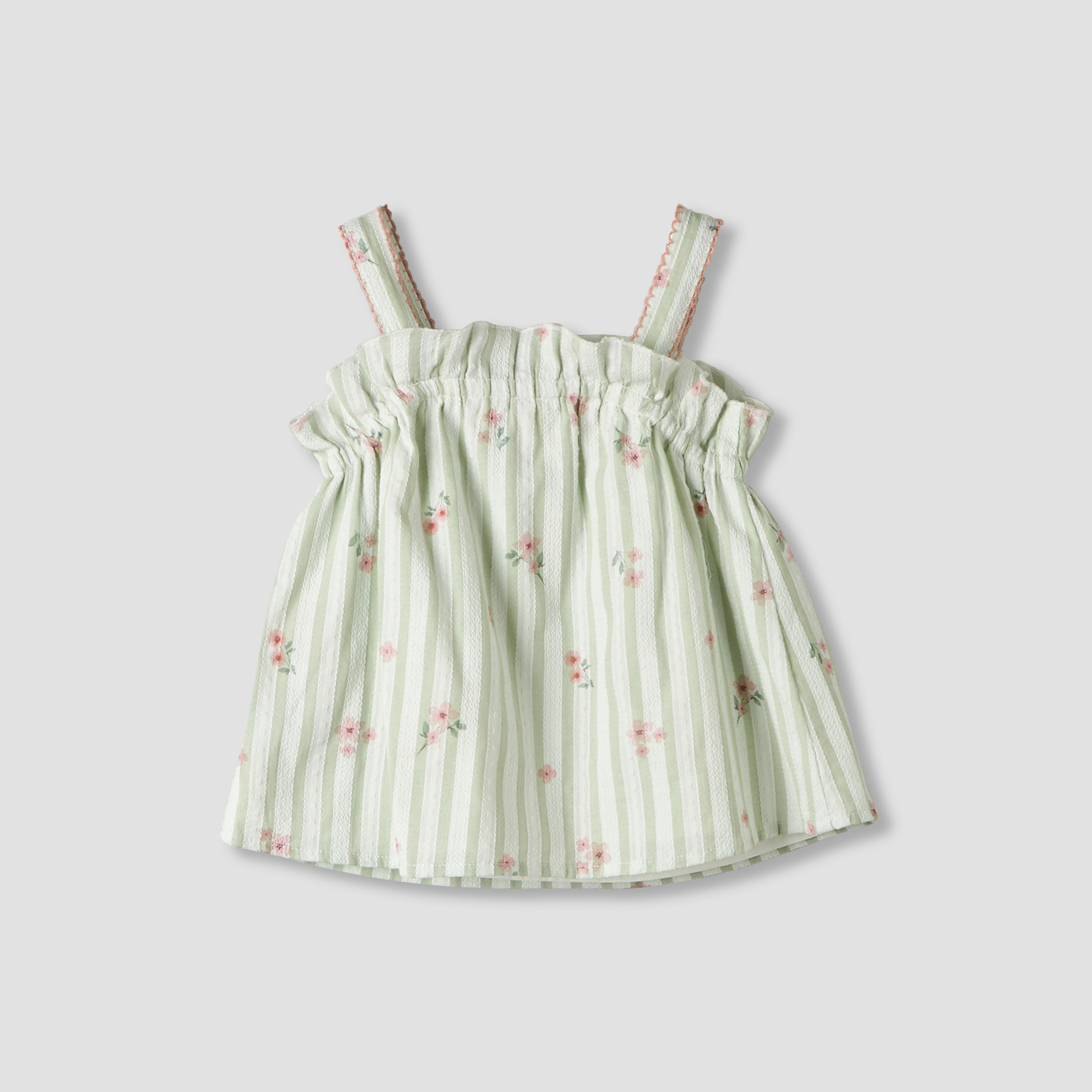Giggles Square Neck Straps Sleeve Top and Shorts Set with Floral Print-baby-girls-clothing-setsandcoords-image-5