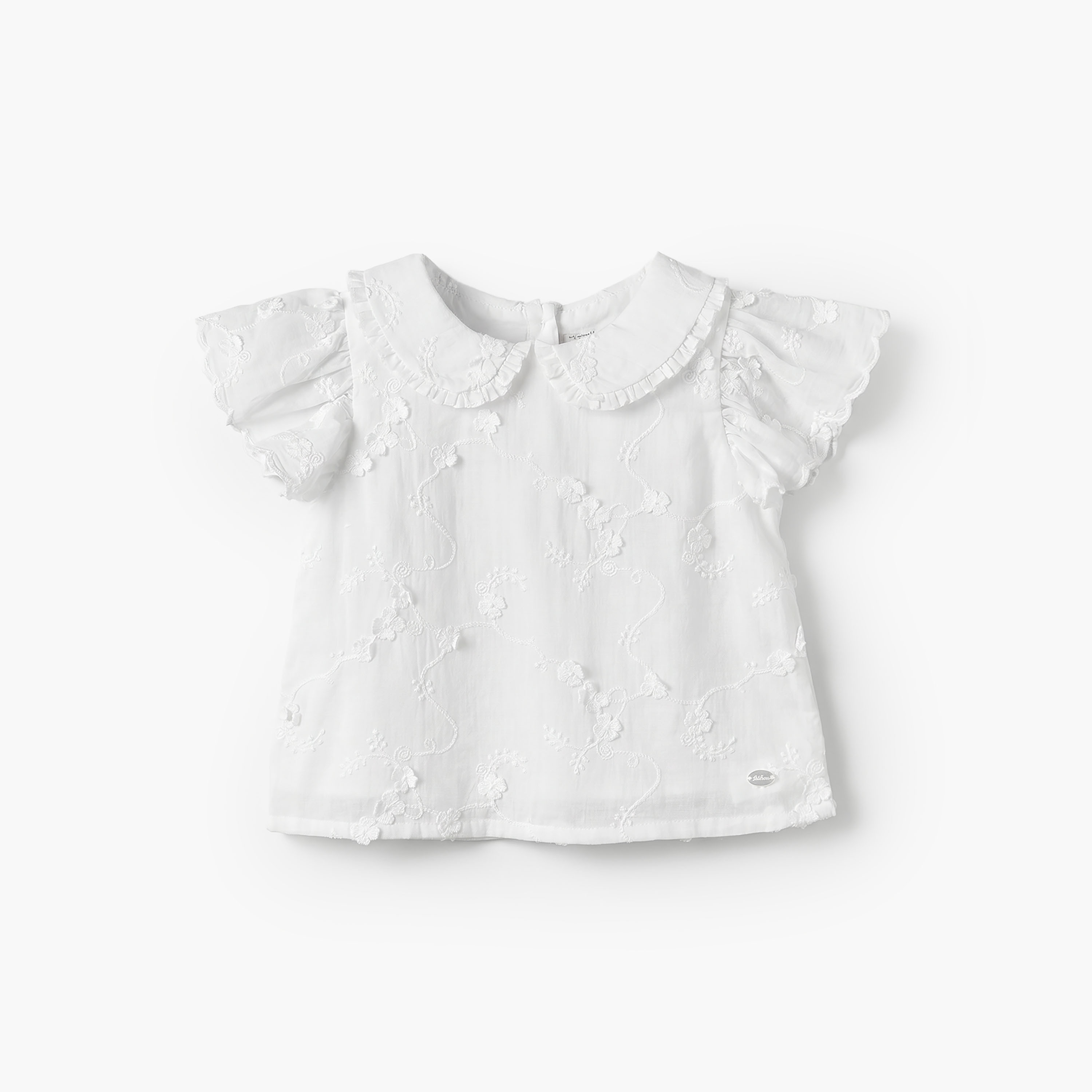 Giggles Round Neck Short Sleeves Top and Pants Set with Floral Embroidery-baby-girls-clothing-setsandcoords-image-3