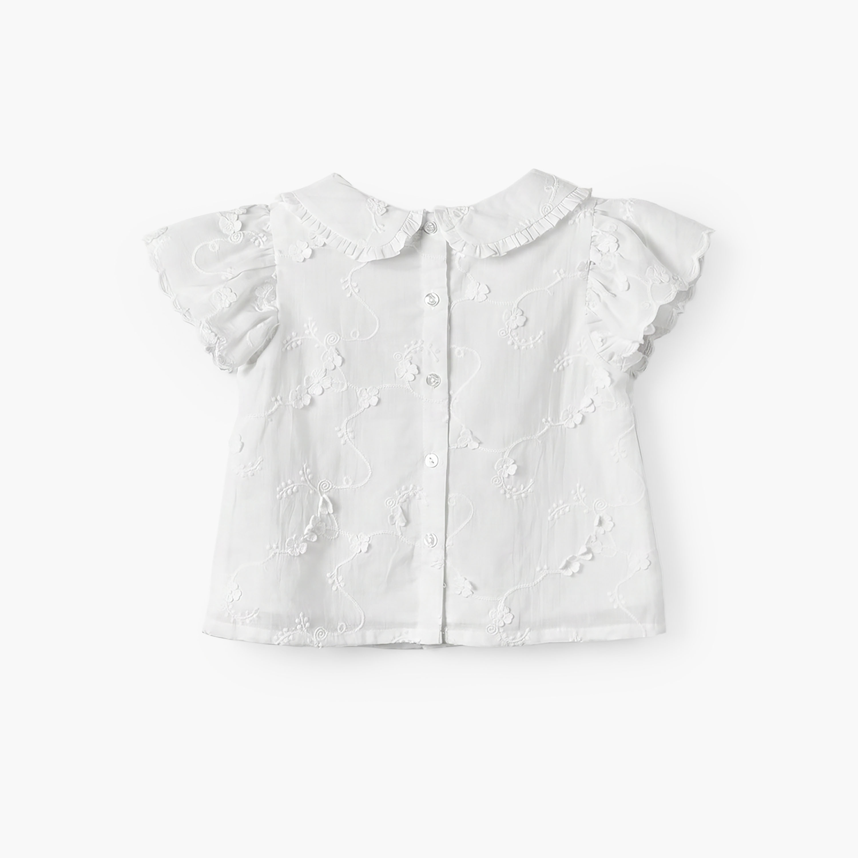 Giggles Round Neck Short Sleeves Top and Pants Set with Floral Embroidery-baby-girls-clothing-setsandcoords-image-5