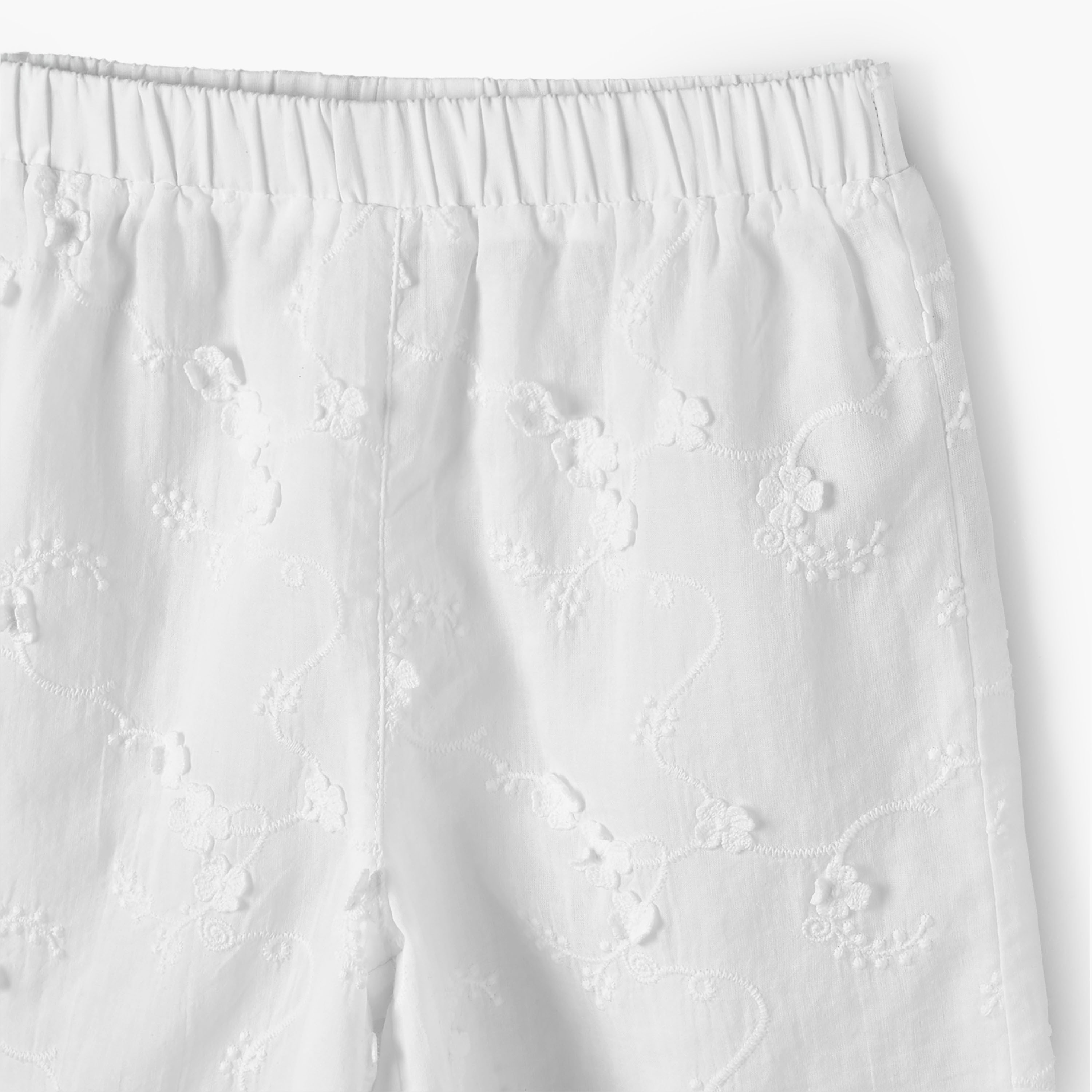 Giggles Round Neck Short Sleeves Top and Pants Set with Floral Embroidery-baby-girls-clothing-setsandcoords-image-9