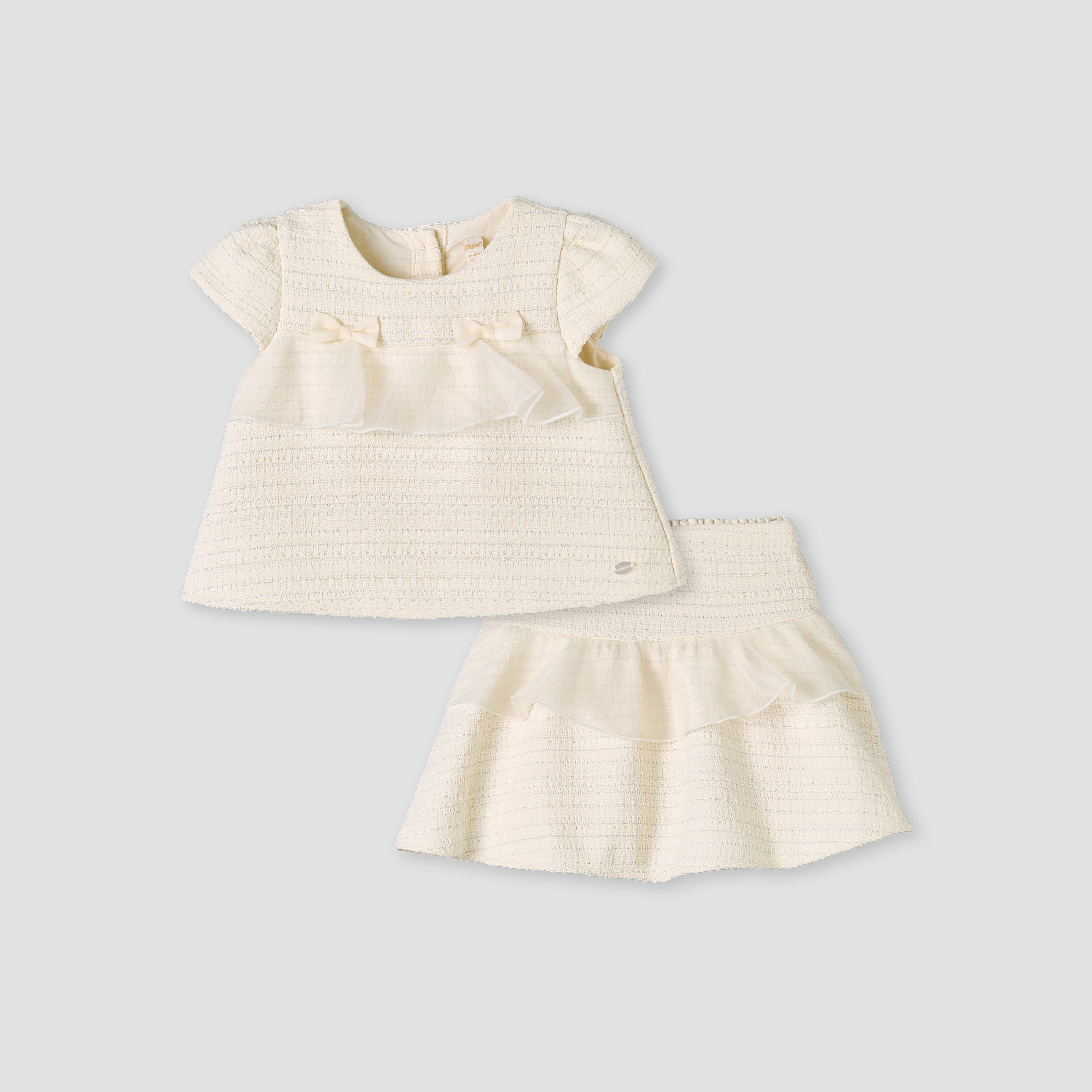 Giggles Crew Neck Short Sleeves Top and Skirt Set with Ruffle Detail-baby-girls-clothing-setsandcoords-image-2