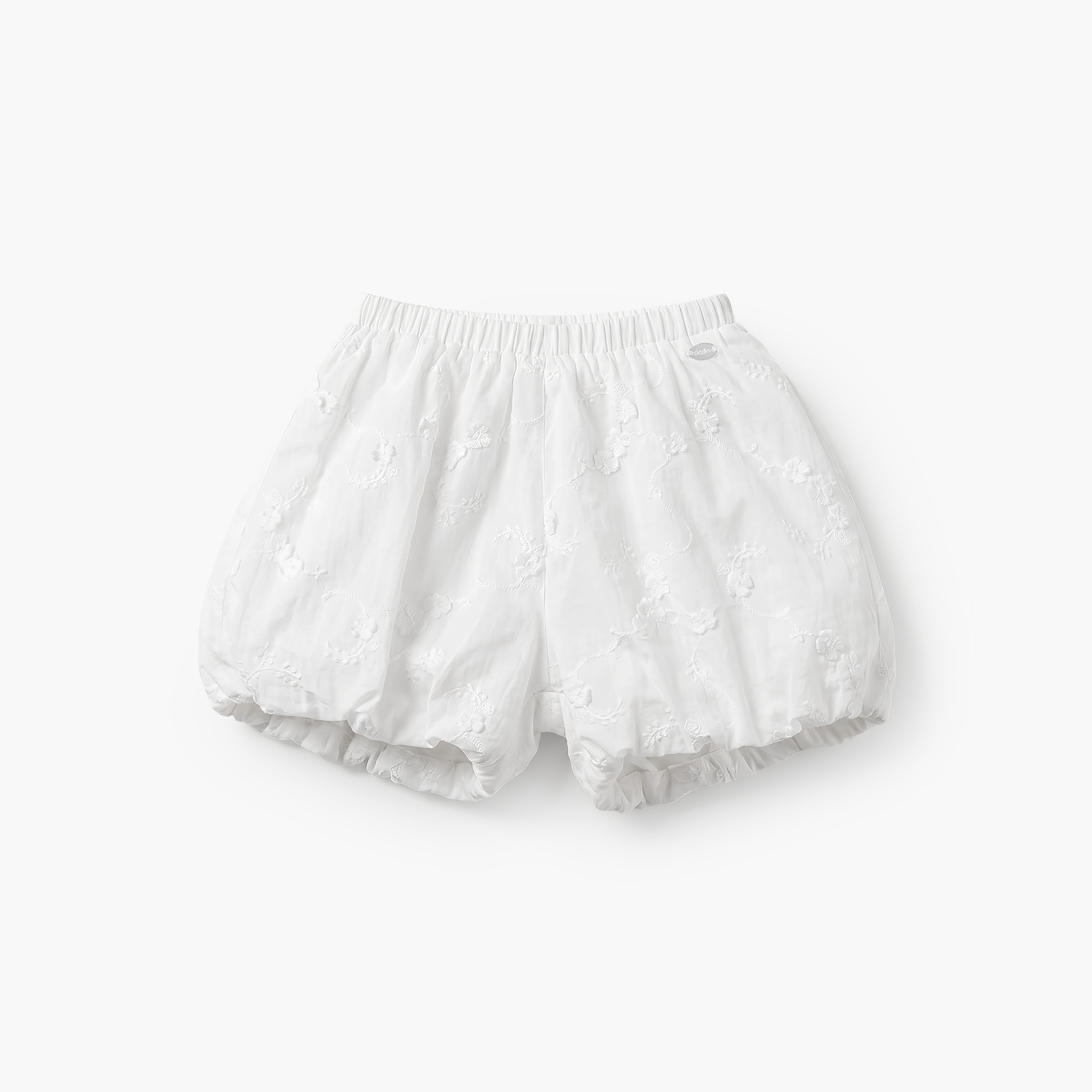Giggles Knee Length Elasticated Waist Shorts with Embroidery-baby-girls-clothing-bottoms-shorts-image-2