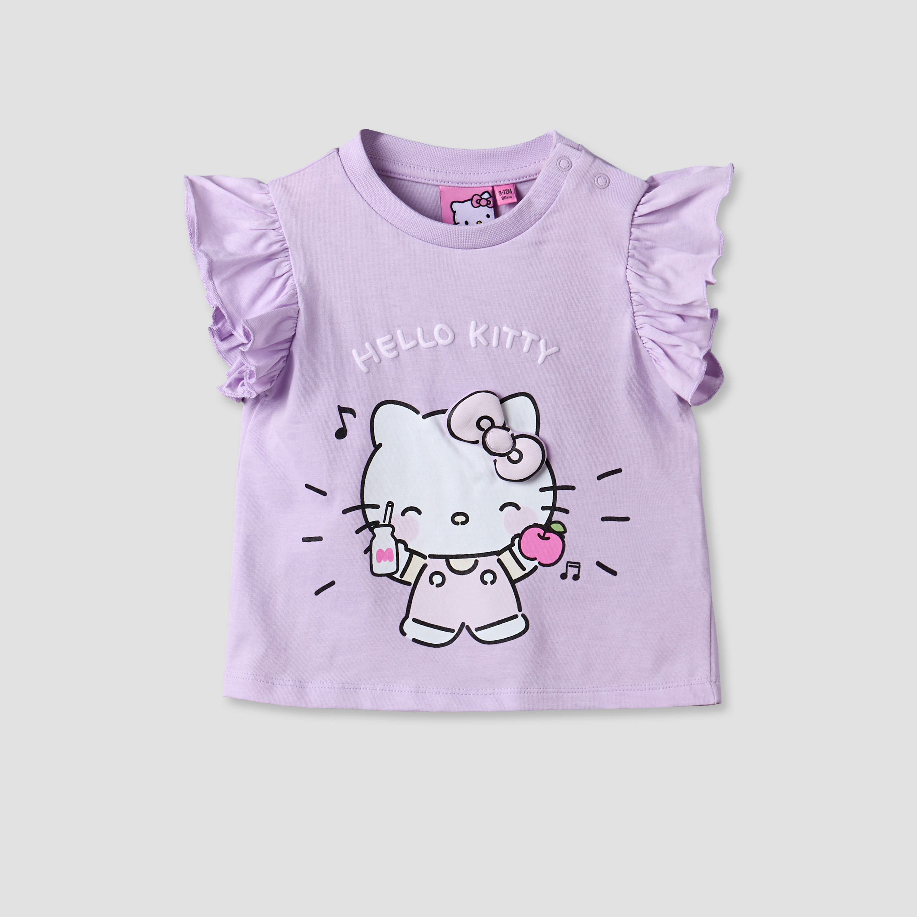 Pack of 2 Sanrio Round Neck Sleeveless T-shirt with Hello Kitty Print-baby-girls-clothing-tshirts-image-3