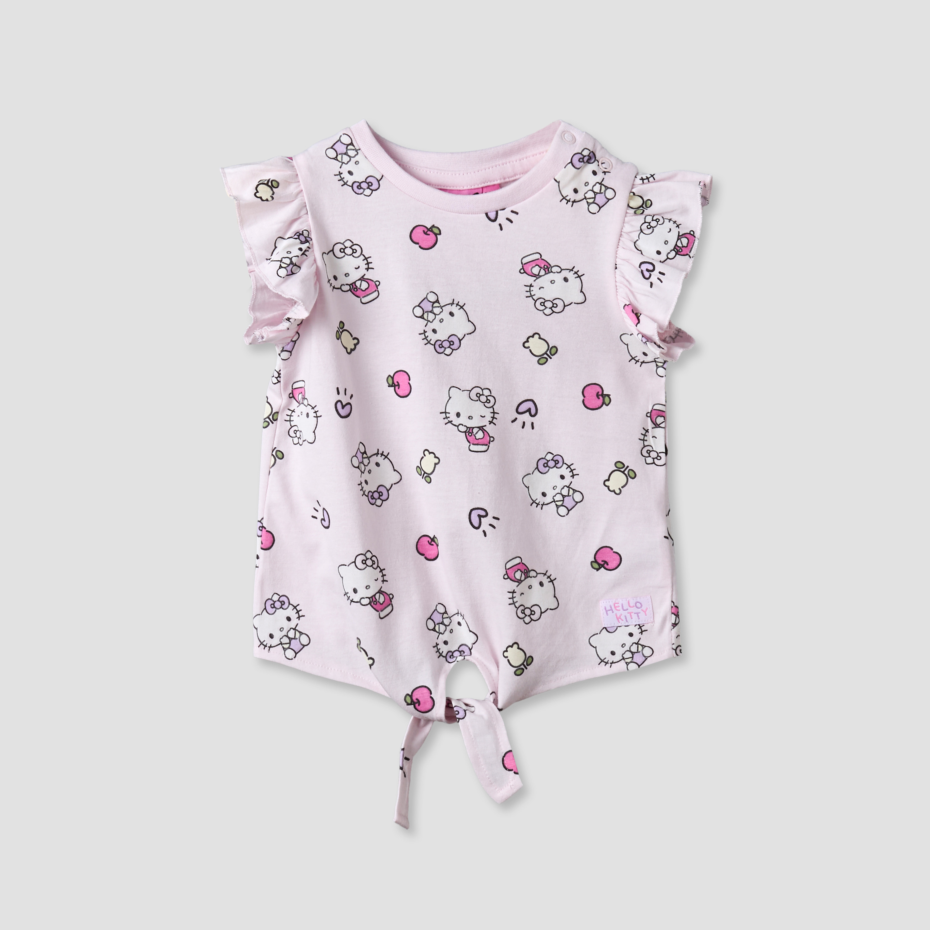 Pack of 2 Sanrio Round Neck Sleeveless T-shirt with Hello Kitty Print-baby-girls-clothing-tshirts-image-5