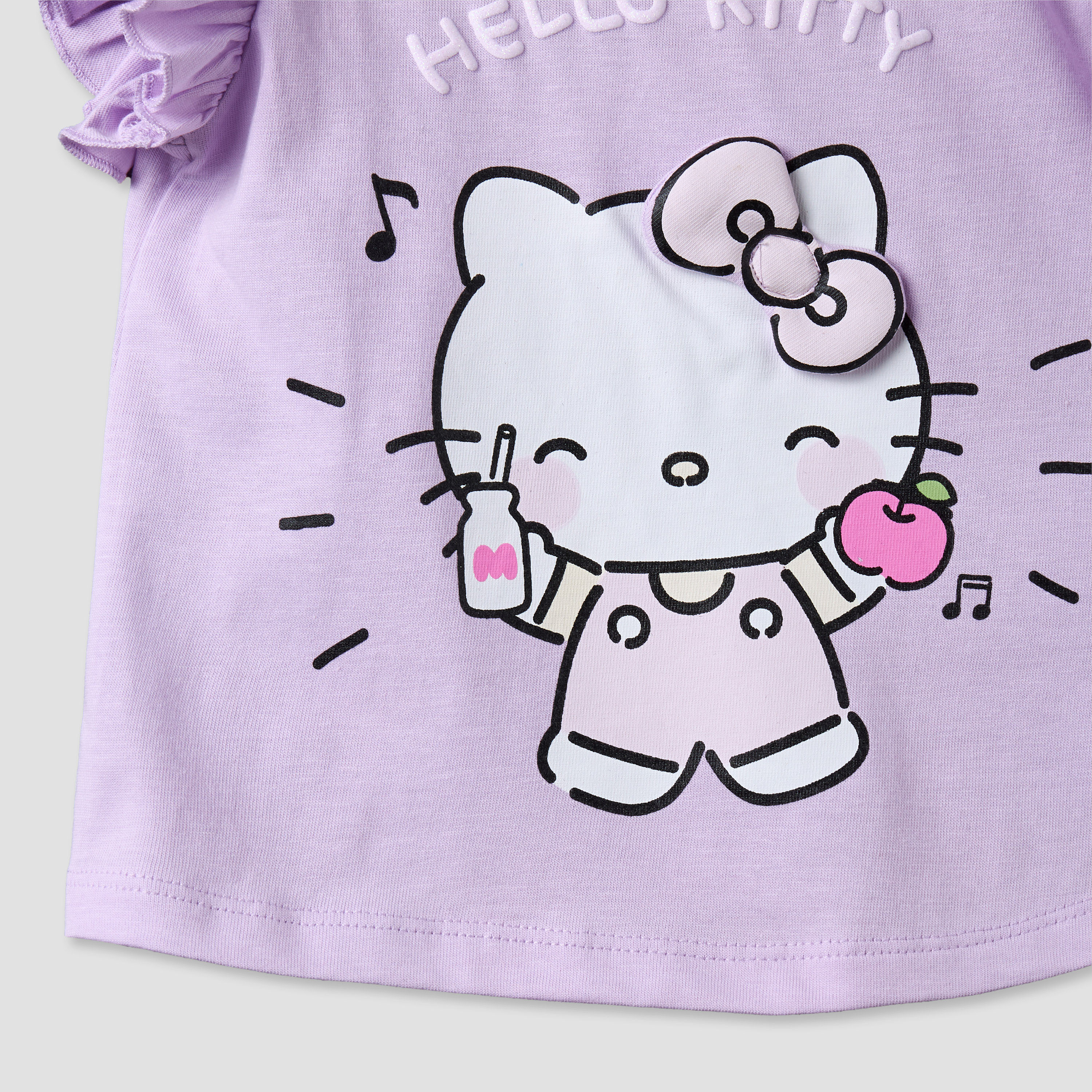 Pack of 2 Sanrio Round Neck Sleeveless T-shirt with Hello Kitty Print-baby-girls-clothing-tshirts-image-7