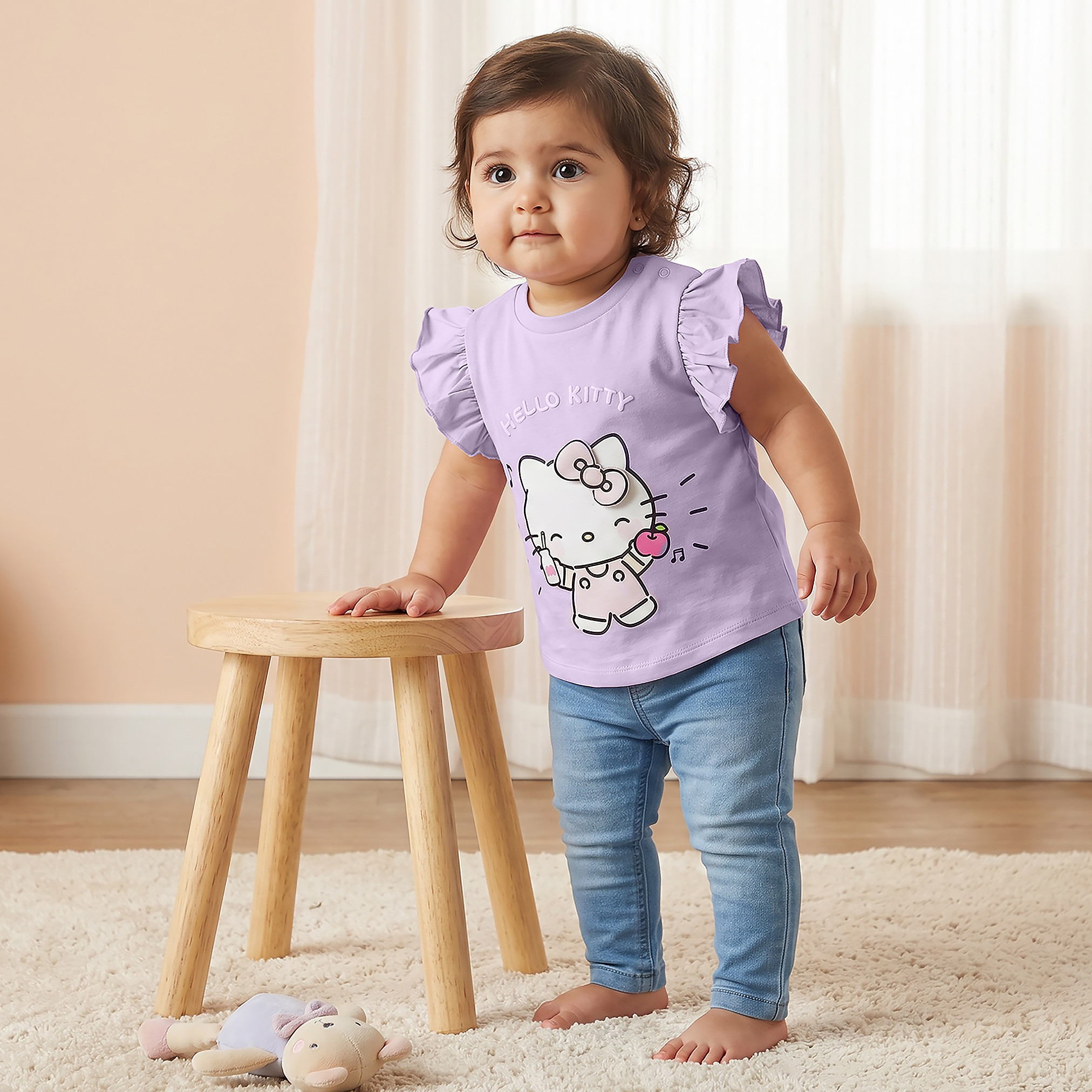 Pack of 2 Sanrio Round Neck Sleeveless T-shirt with Hello Kitty Print-baby-girls-clothing-tshirts-image-2
