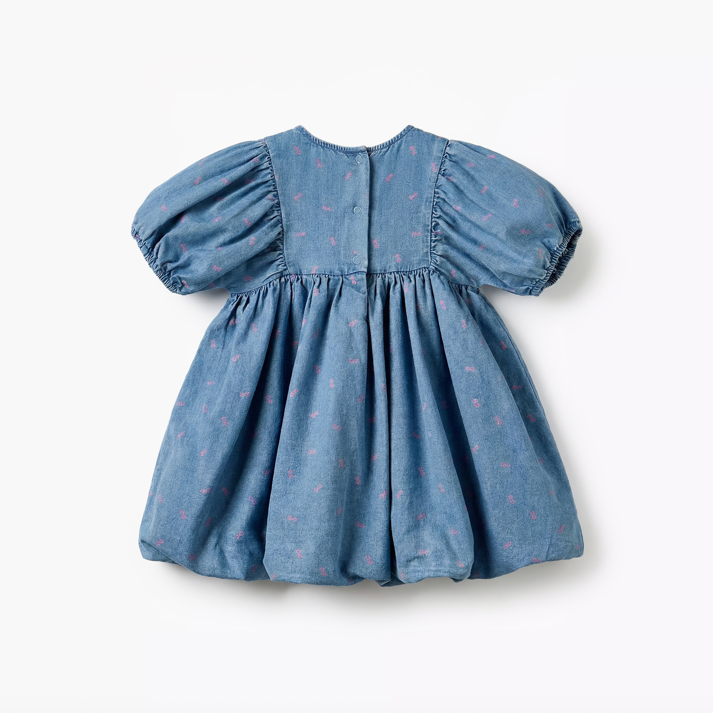 Sanrio Round Neck Short Sleeves Denim Dress with Hello Kitty Print-baby-girls-clothing-dressesandjumpsuits-image-3