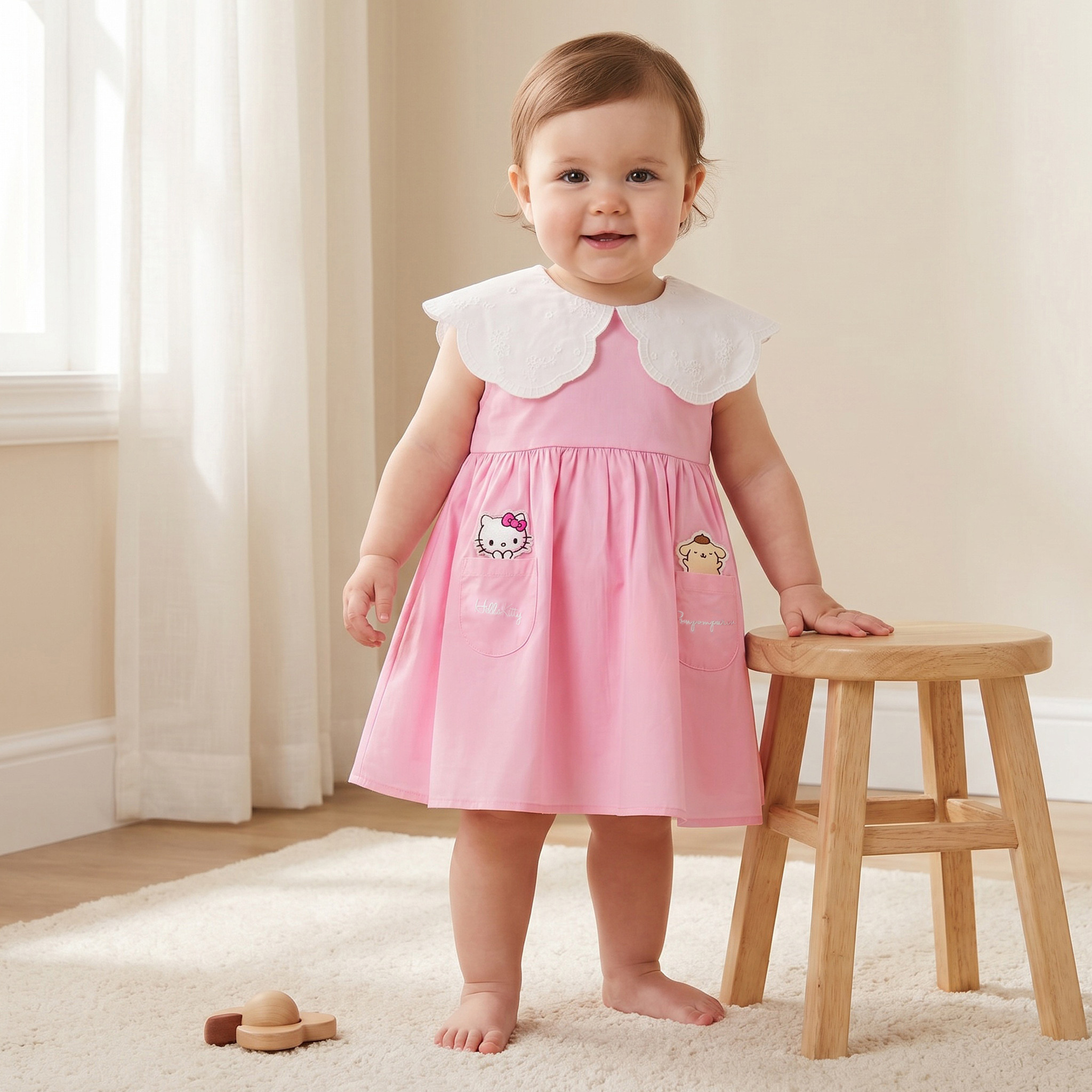 Sanrio Round Neck Sleeveless Dress with Hello Kitty Applique-baby-girls-clothing-dressesandjumpsuits-image-1