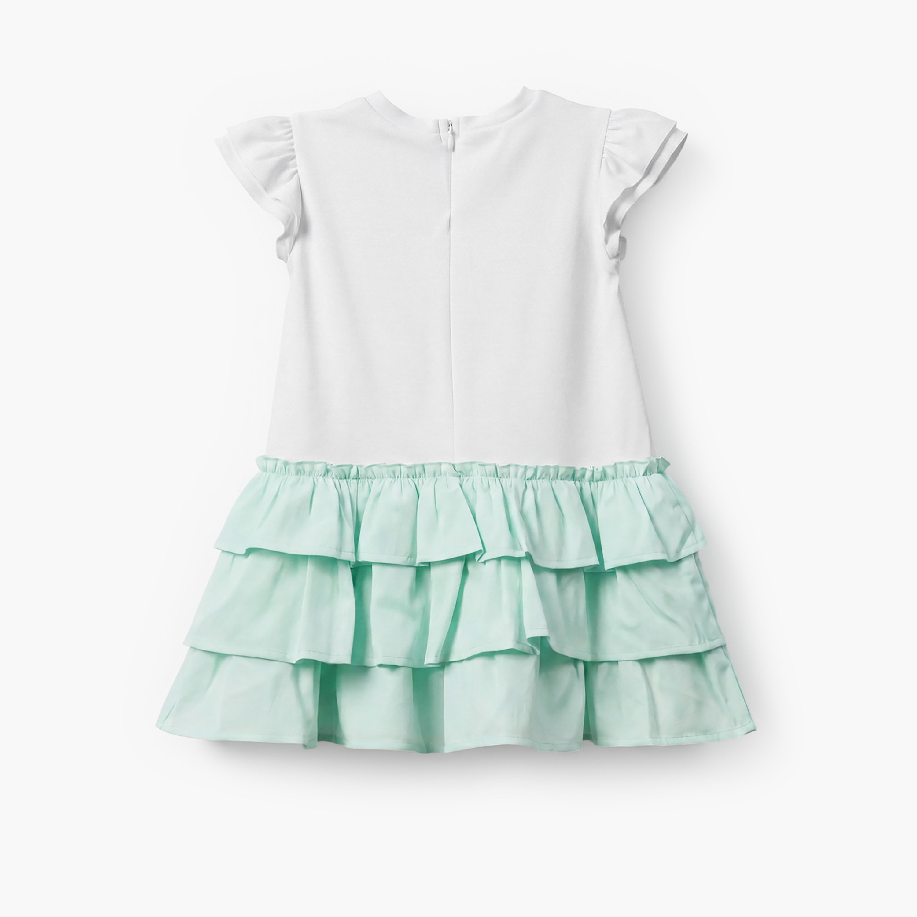Sanrio Round Neck Short Sleeves Knee Length Tiered Dress with Hello Kitty Print-baby-girls-clothing-dressesandjumpsuits-image-2